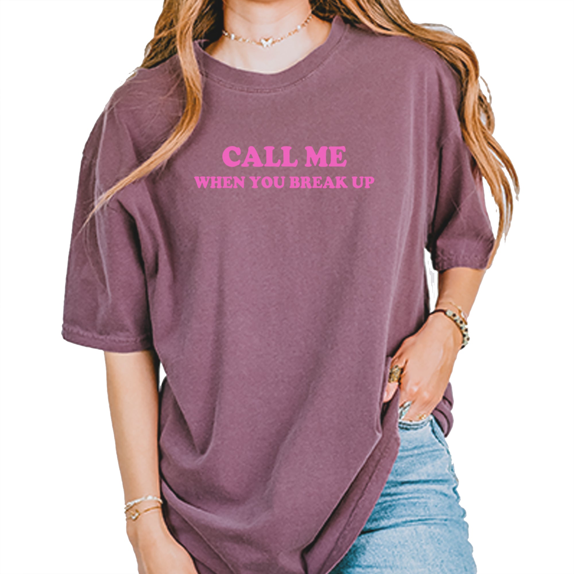 Call ME When You Break Up Vintage Soft Unisex T-shirt Berry