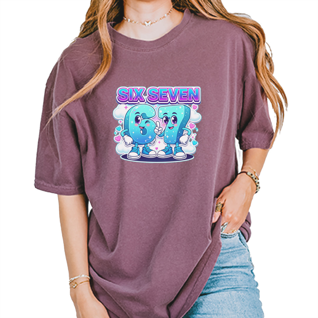67 Six Seven Meme Kawaii Cloud Vintage Soft Unisex T-shirt Berry