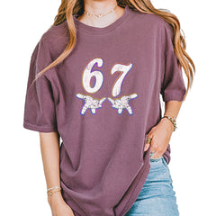 67 Hands Meme Viral Drill Vintage Soft Unisex T-shirt Berry