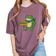 Sign Resist Meme Frog Protest Vintage Soft Unisex T-shirt Berry
