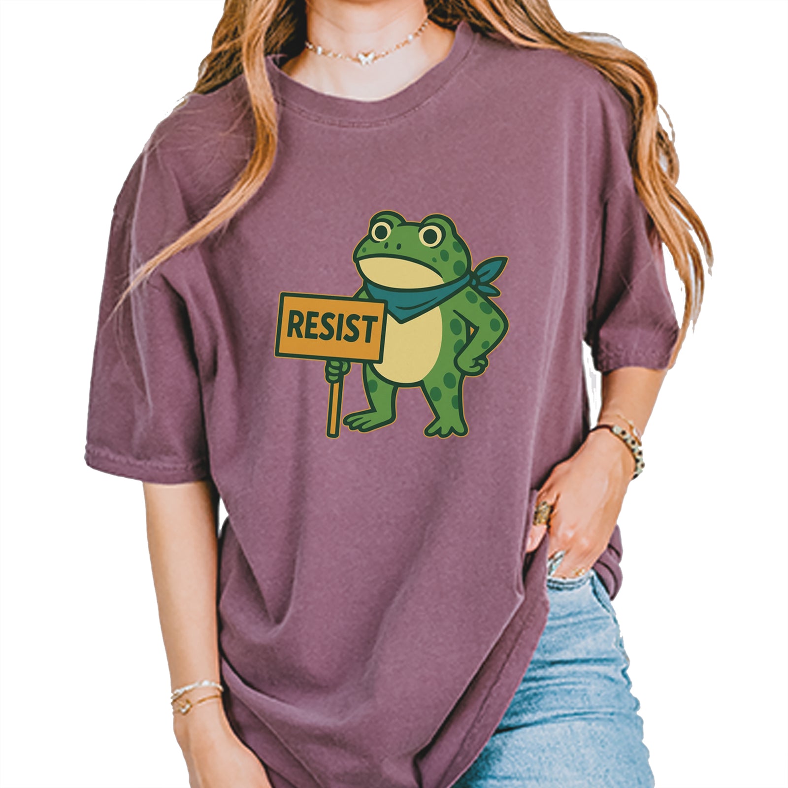 Sign Resist Meme Frog Protest Vintage Soft Unisex T-shirt Pepper