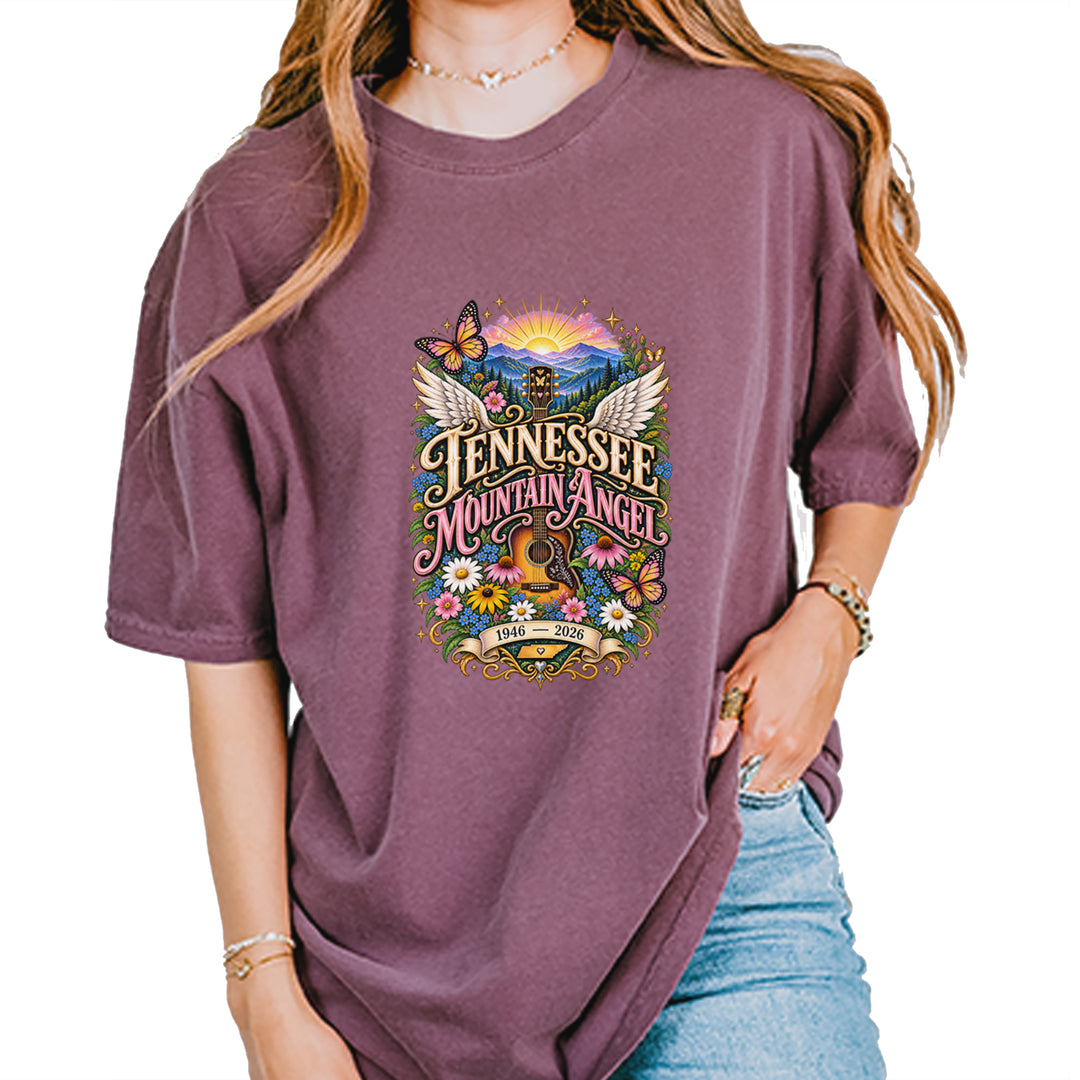 Tennessee Mountain Angel Wings Dolly Vintage Soft Unisex T-shirt Berry