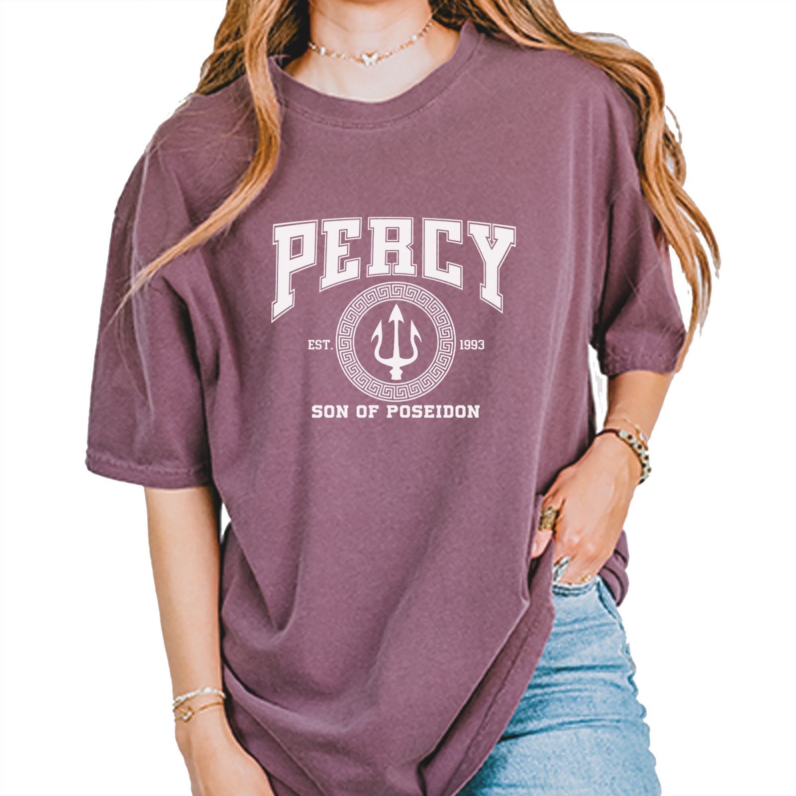 Percy Son Of Poseidon Sea God Vintage Soft Unisex T-shirt Pepper