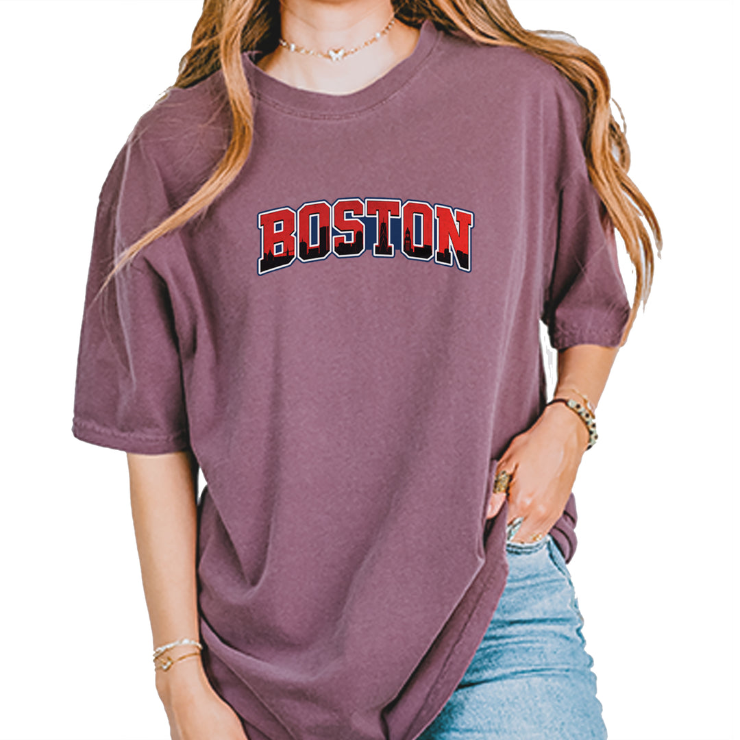 Boston City Pride Skyline Vintage Soft Unisex T-shirt Berry
