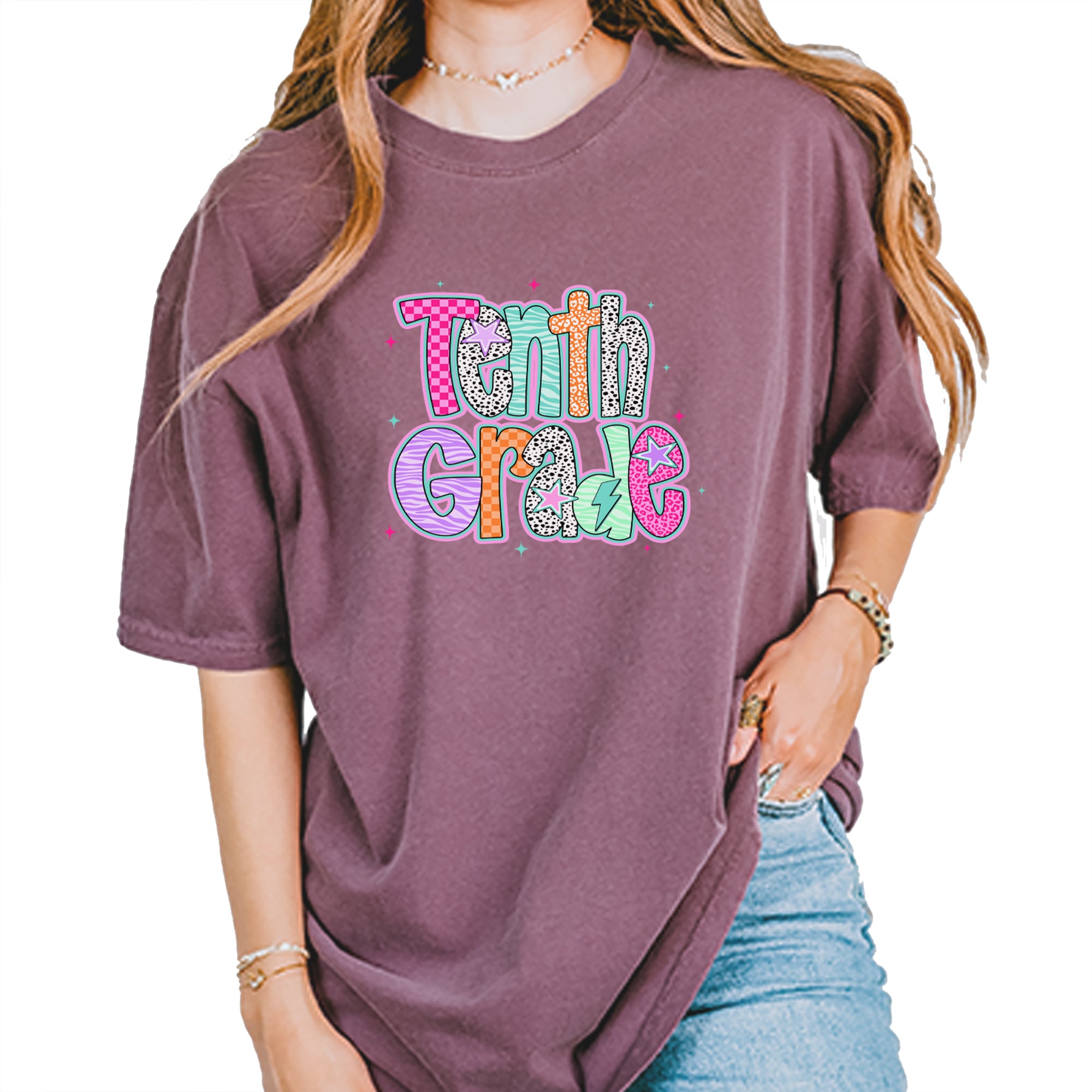 Tenth Grade Trendsetter Colorful Back to School Vintage Soft Unisex T-shirt Berry