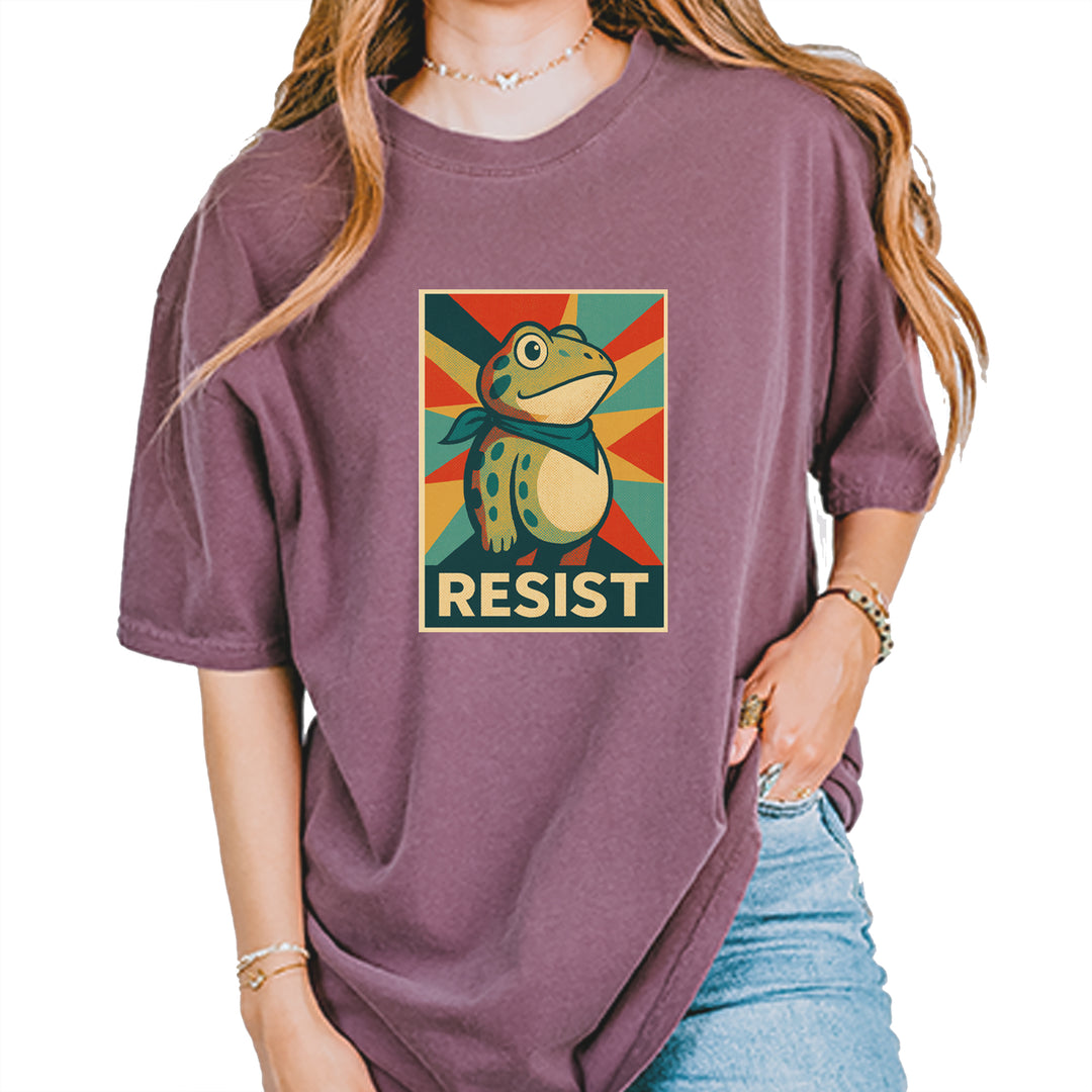 Resist Portland Protest Frog Vintage Soft Unisex T-shirt Berry