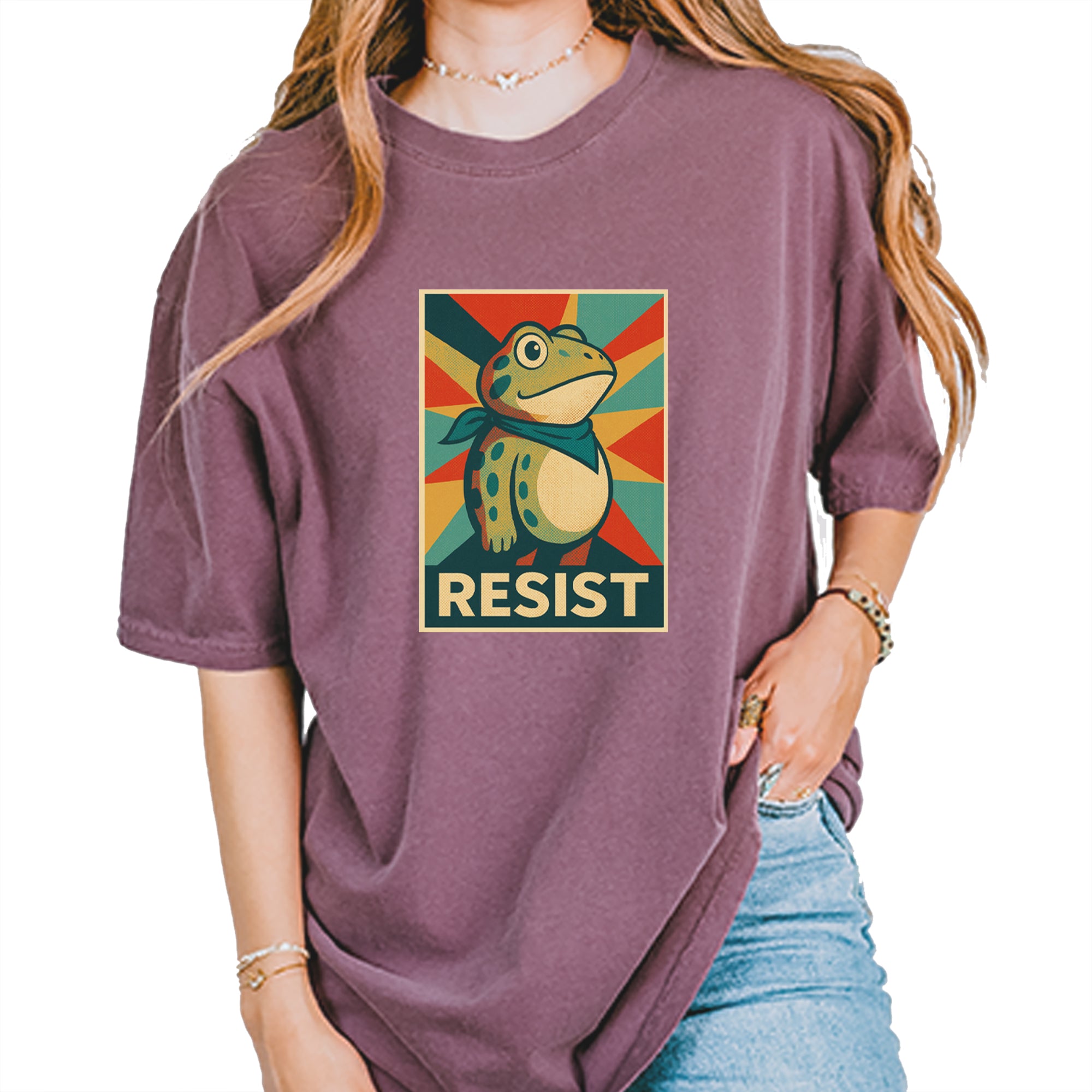 Resist Portland Protest Frog Vintage Soft Unisex T-shirt Pepper