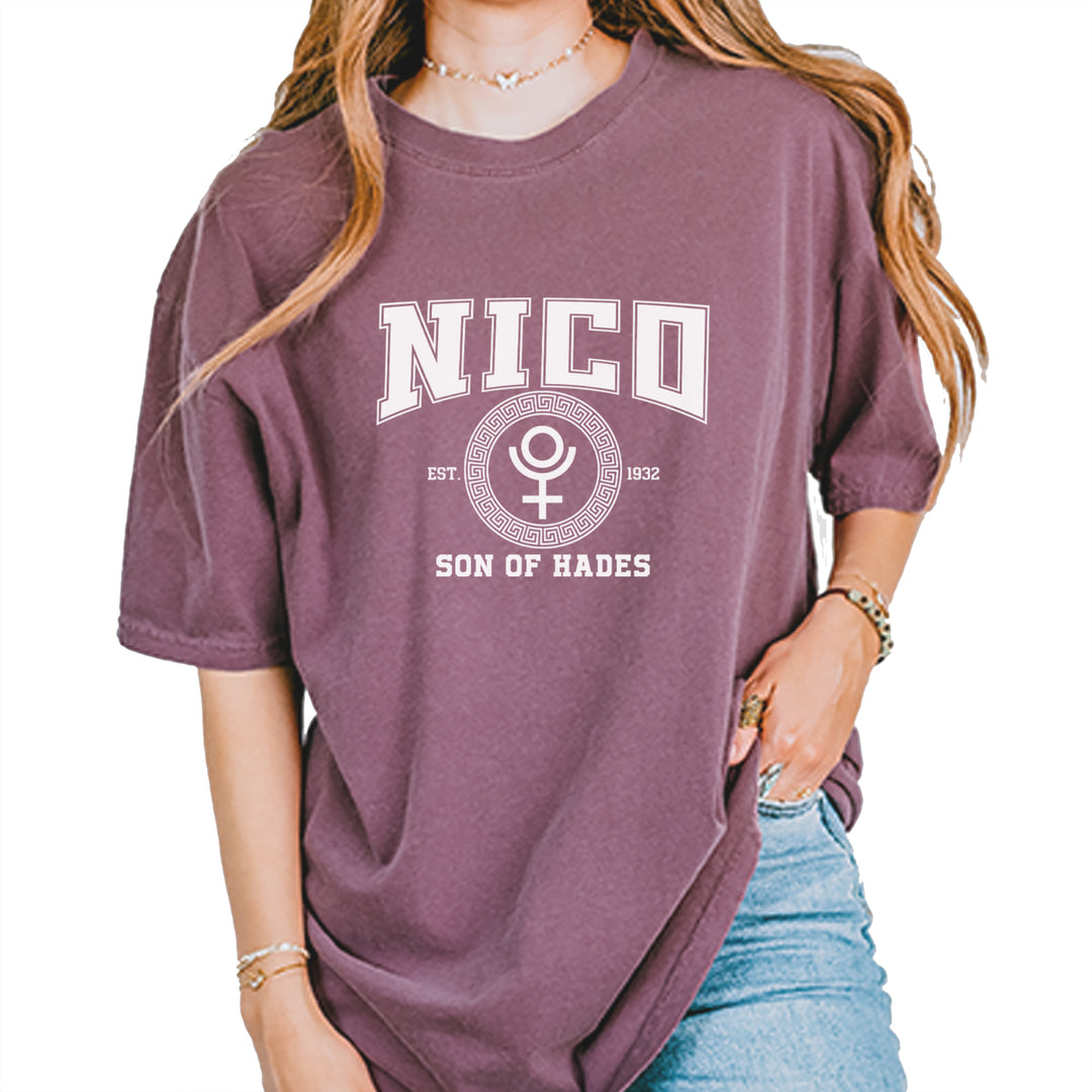 Nico Son of Hades Underworld Crest Vintage Soft Unisex T-shirt Berry