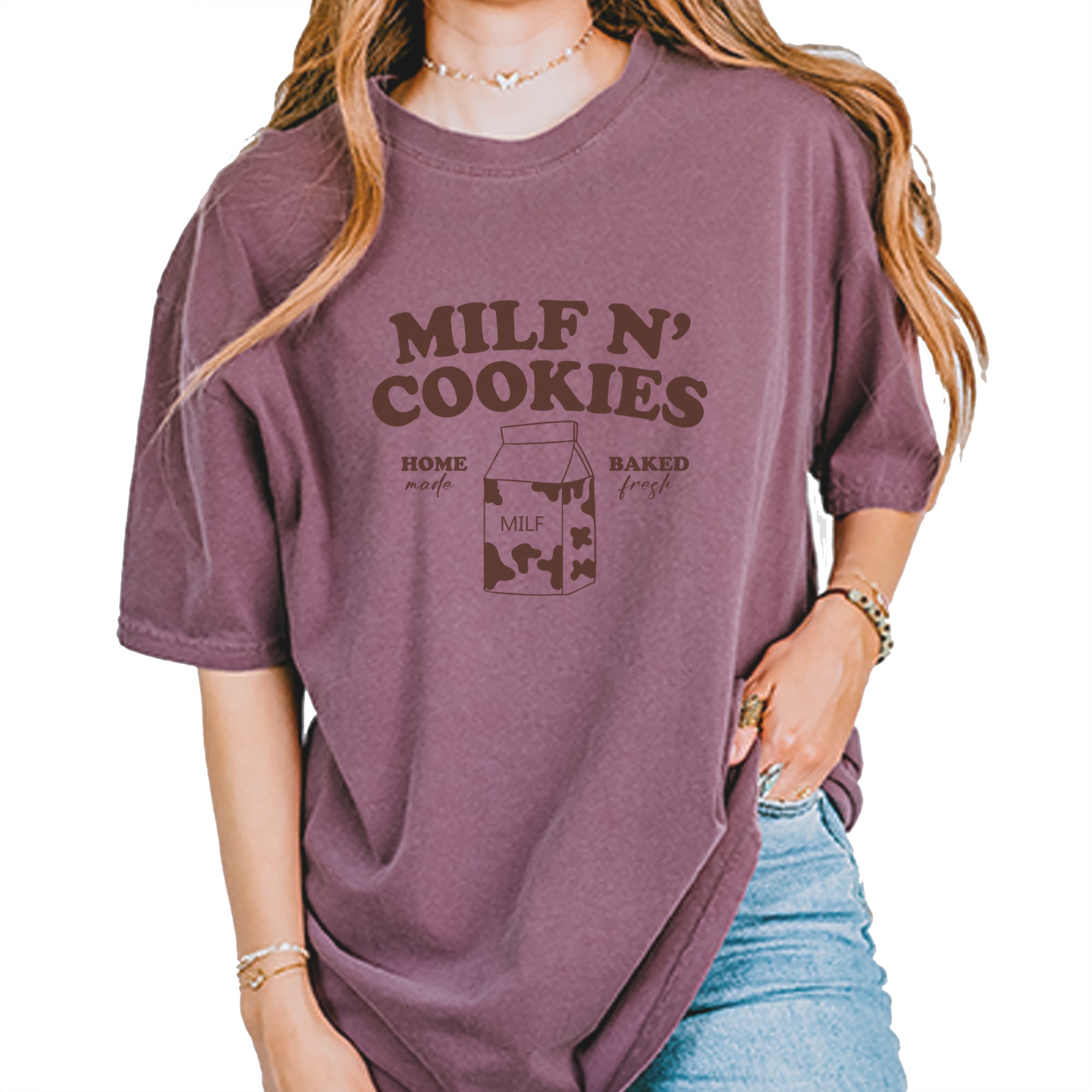 Milf And Cookies Vintage Soft Unisex T-shirt Berry