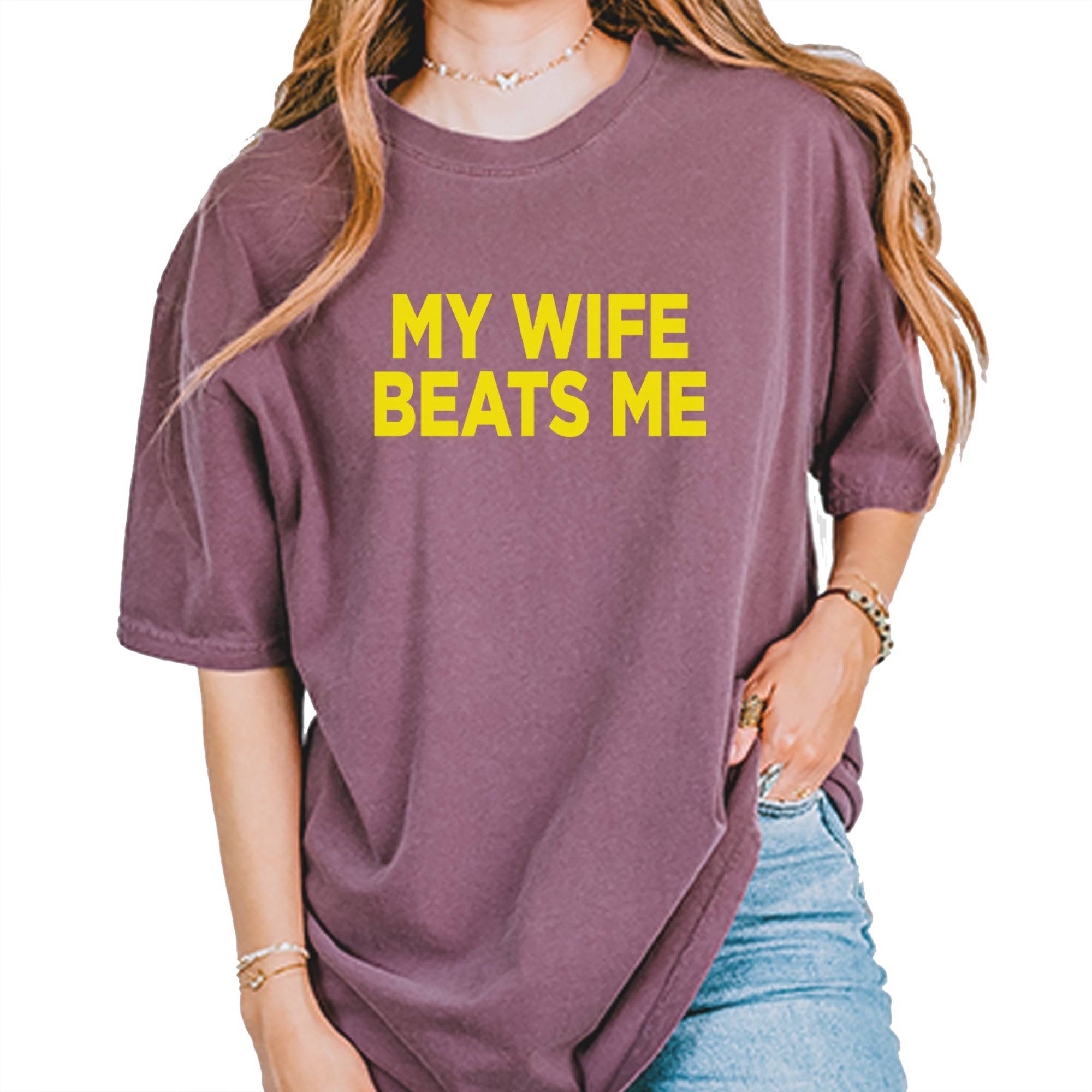 My Wife Beats Me Funny Vintage Soft Unisex T-shirt Berry
