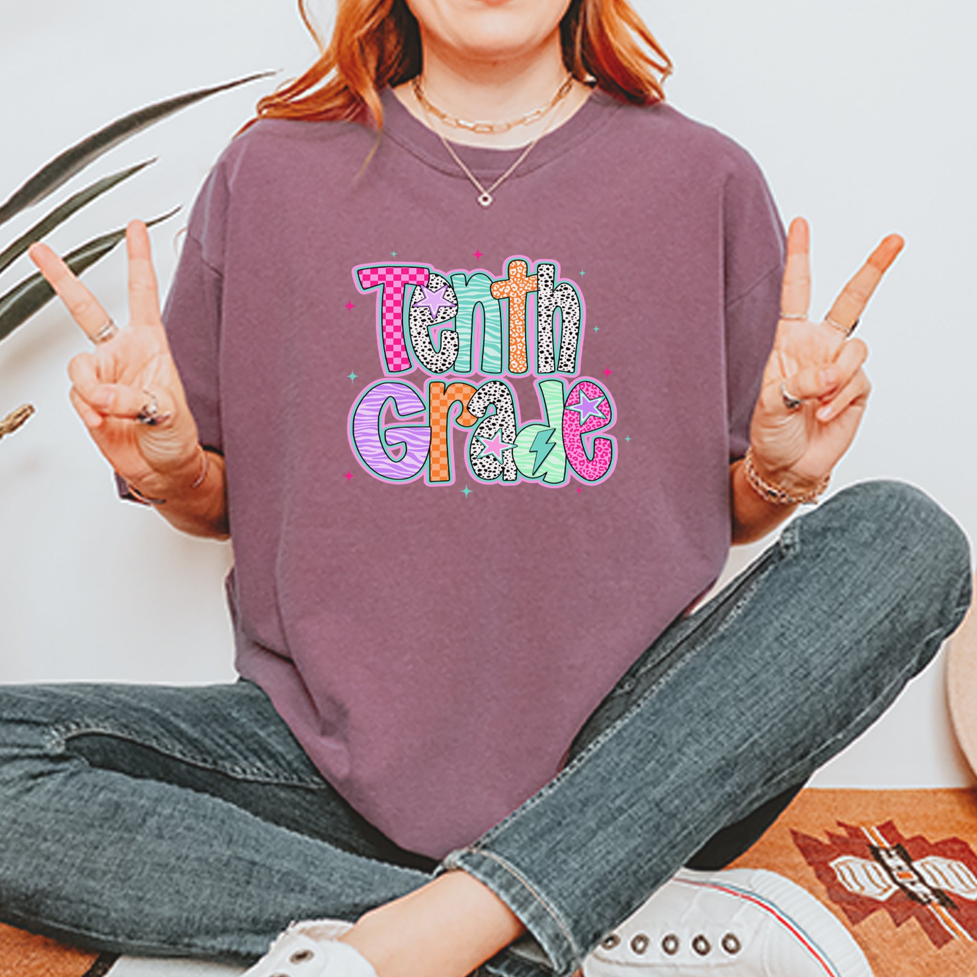 Tenth Grade Trendsetter Colorful Back to School Vintage Soft Unisex T-shirt 