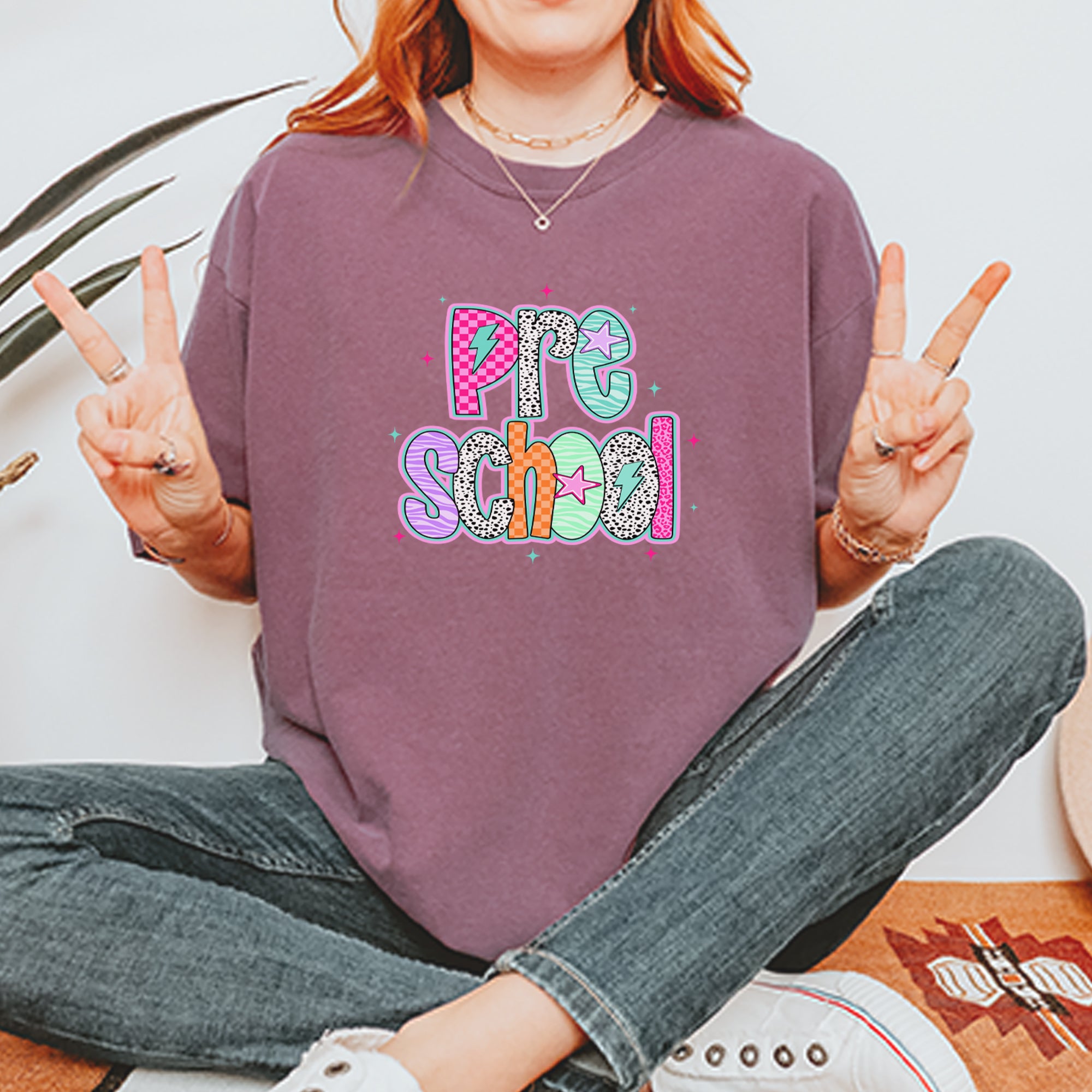 Preschool Power Colorful Back to School Vintage Soft Unisex T-shirt 