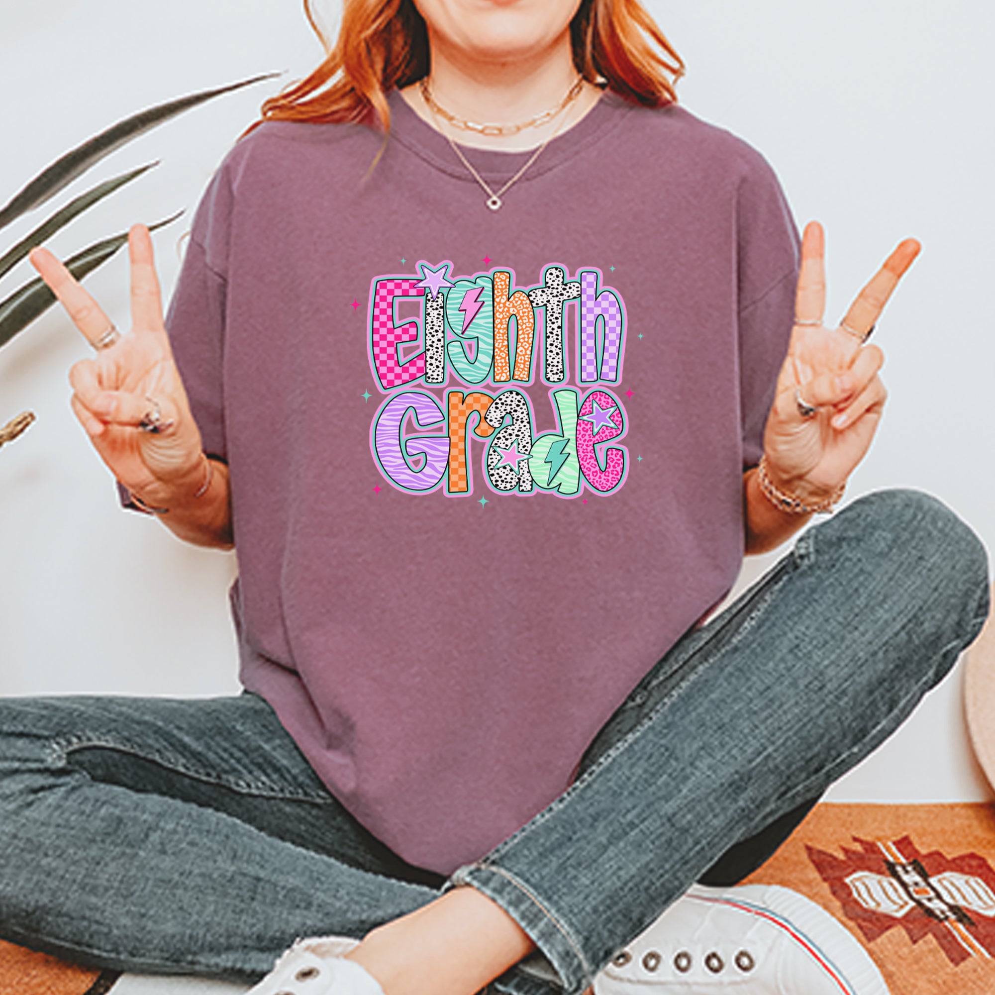 Eighth Grade Energy Colorful Back to School Vintage Soft Unisex T-shirt 