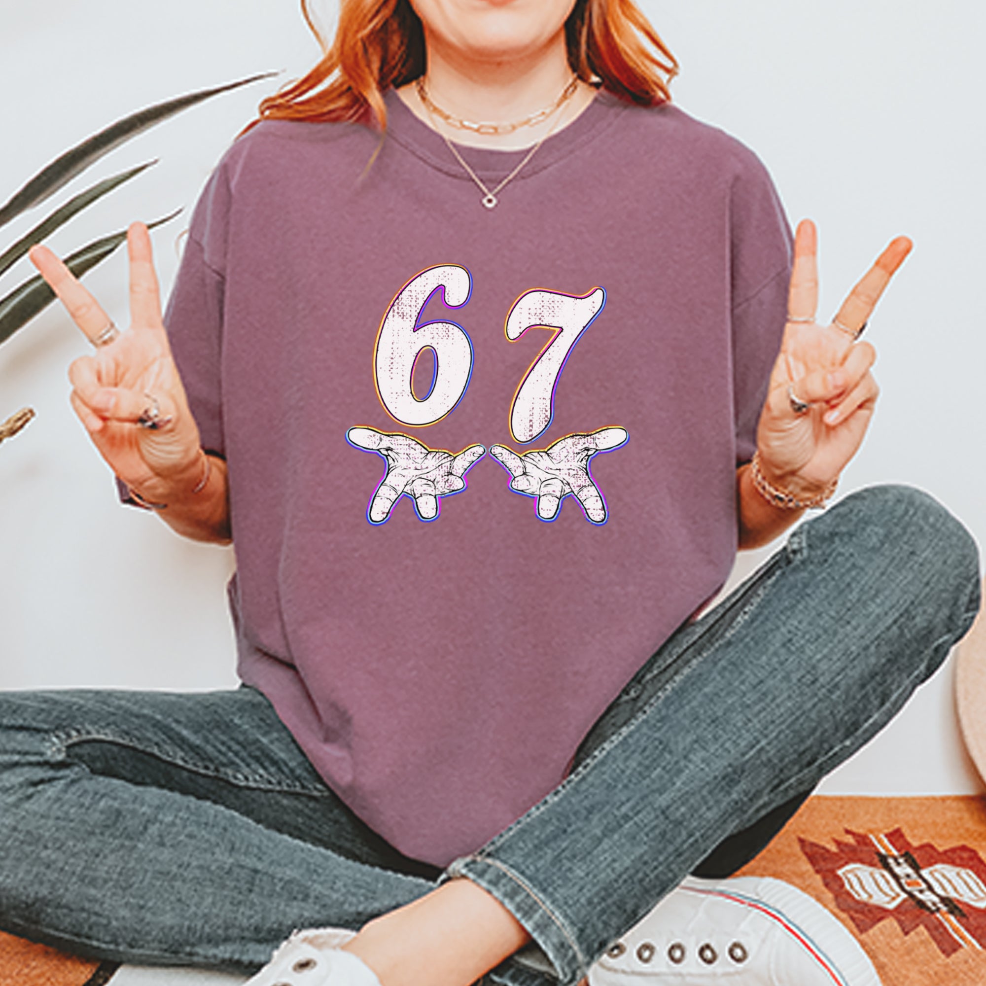 67 Hands Meme Viral Drill Vintage Soft Unisex T-shirt 