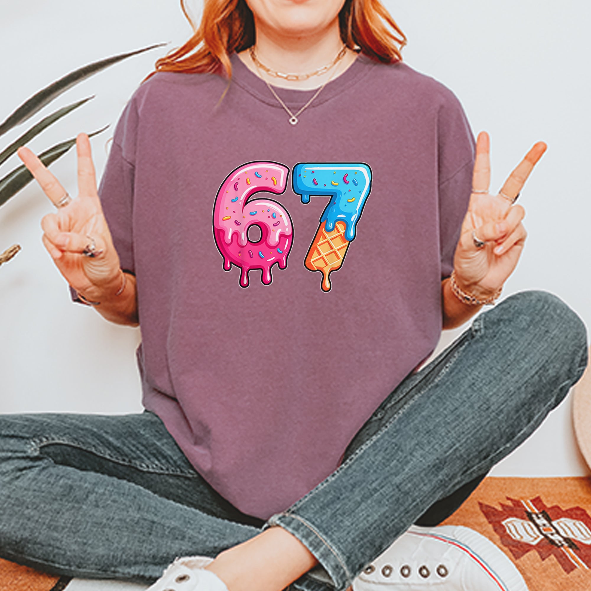 67 Dripping Ice Cream Donut Melt Vintage Soft Unisex T-shirt 