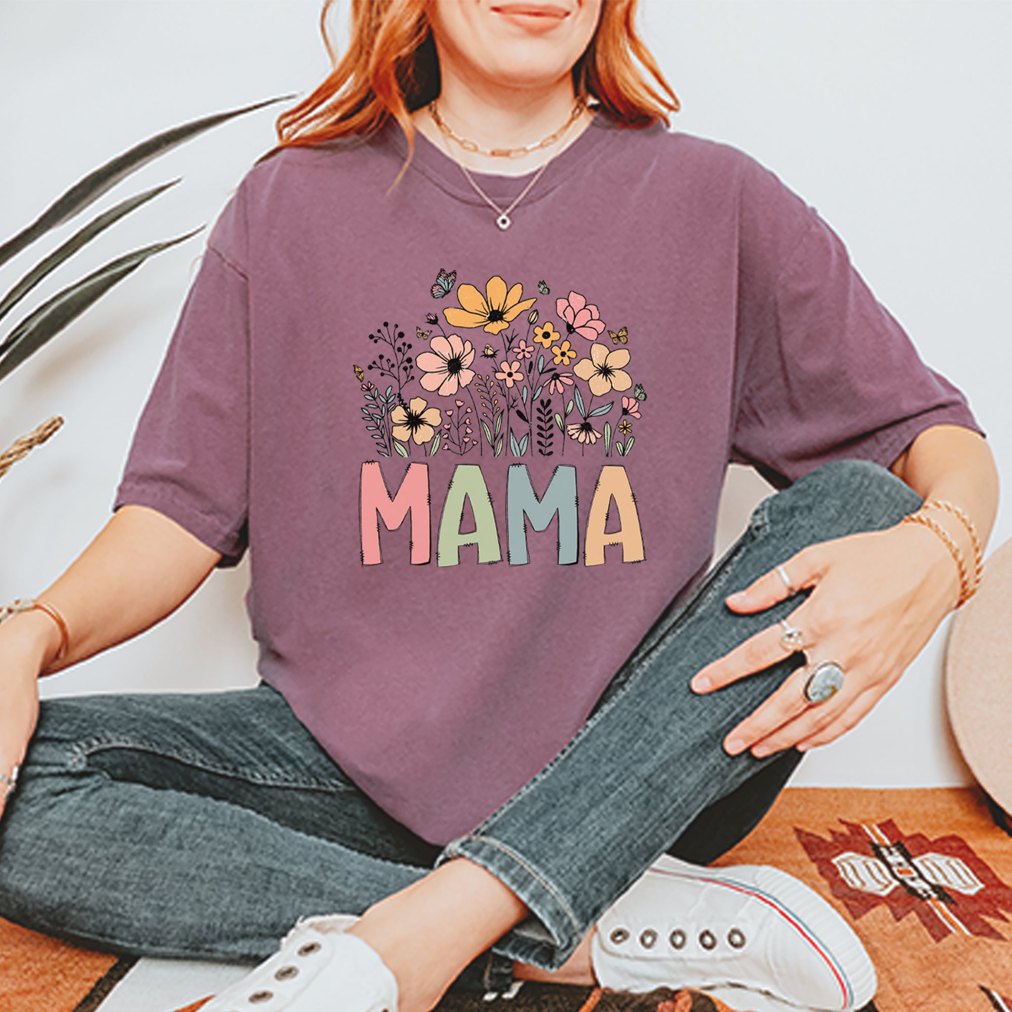 Mama Wildflower Retro Flower Vintage Soft Unisex T-shirt 