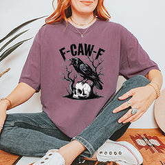 F-Caw-F Crow On Skull F-ck Off Gothic Vintage Soft Unisex T-shirt 
