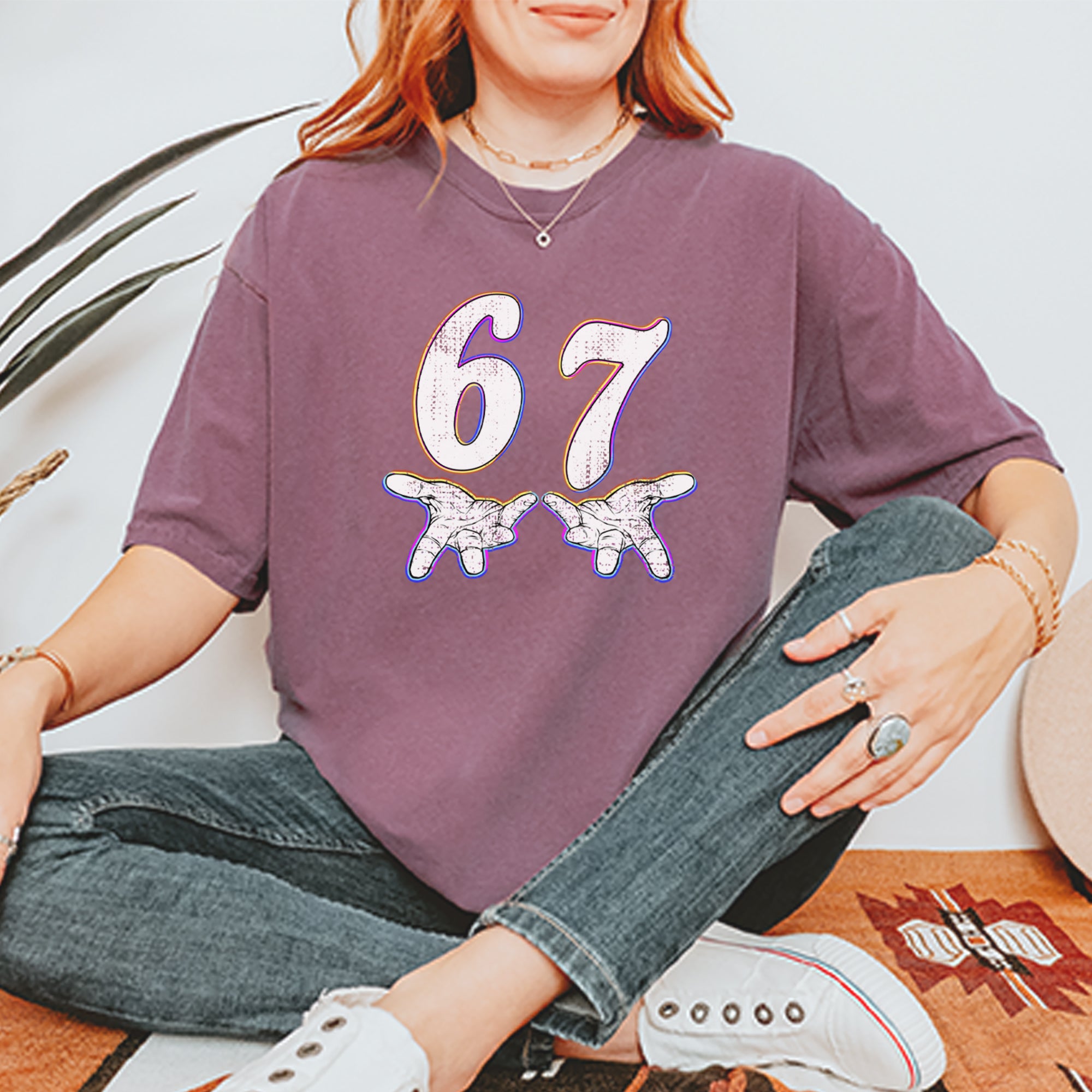 67 Hands Meme Viral Drill Vintage Soft Unisex T-shirt 