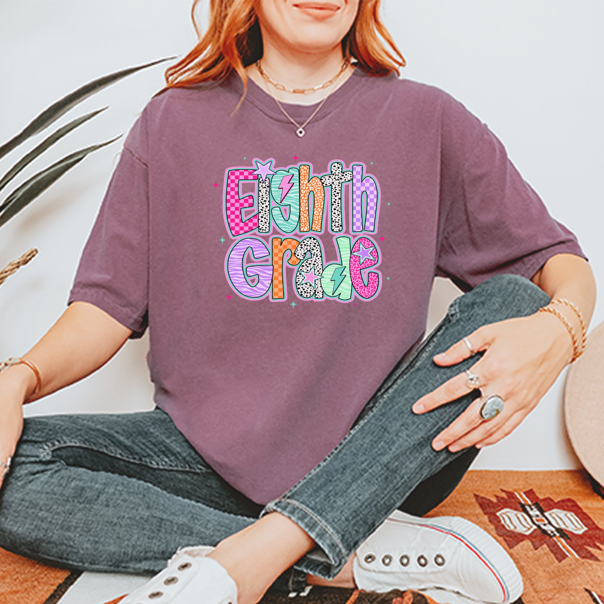 Eighth Grade Energy Colorful Back to School Vintage Soft Unisex T-shirt 