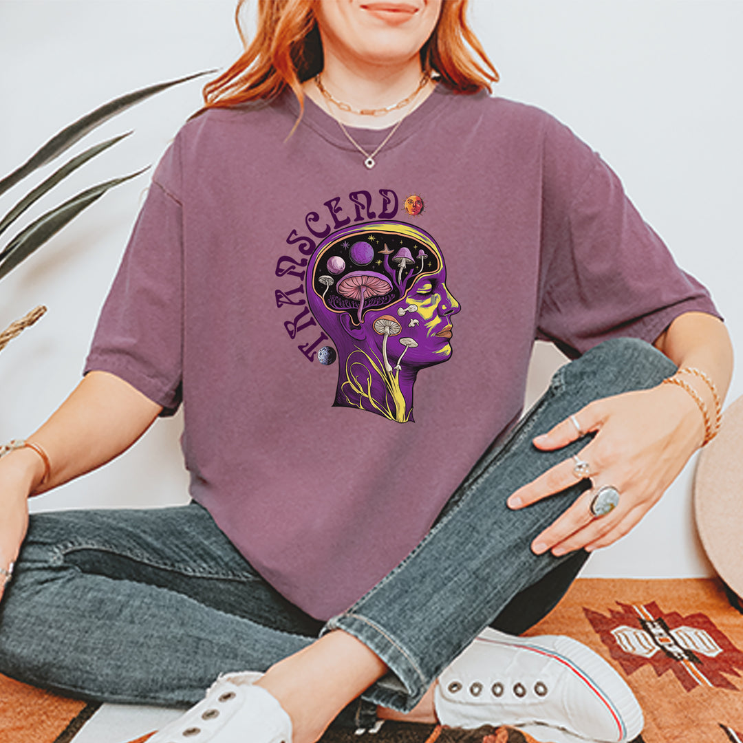 Psychedelic Cosmic Mushroom Head Vintage Soft Unisex T-shirt 
