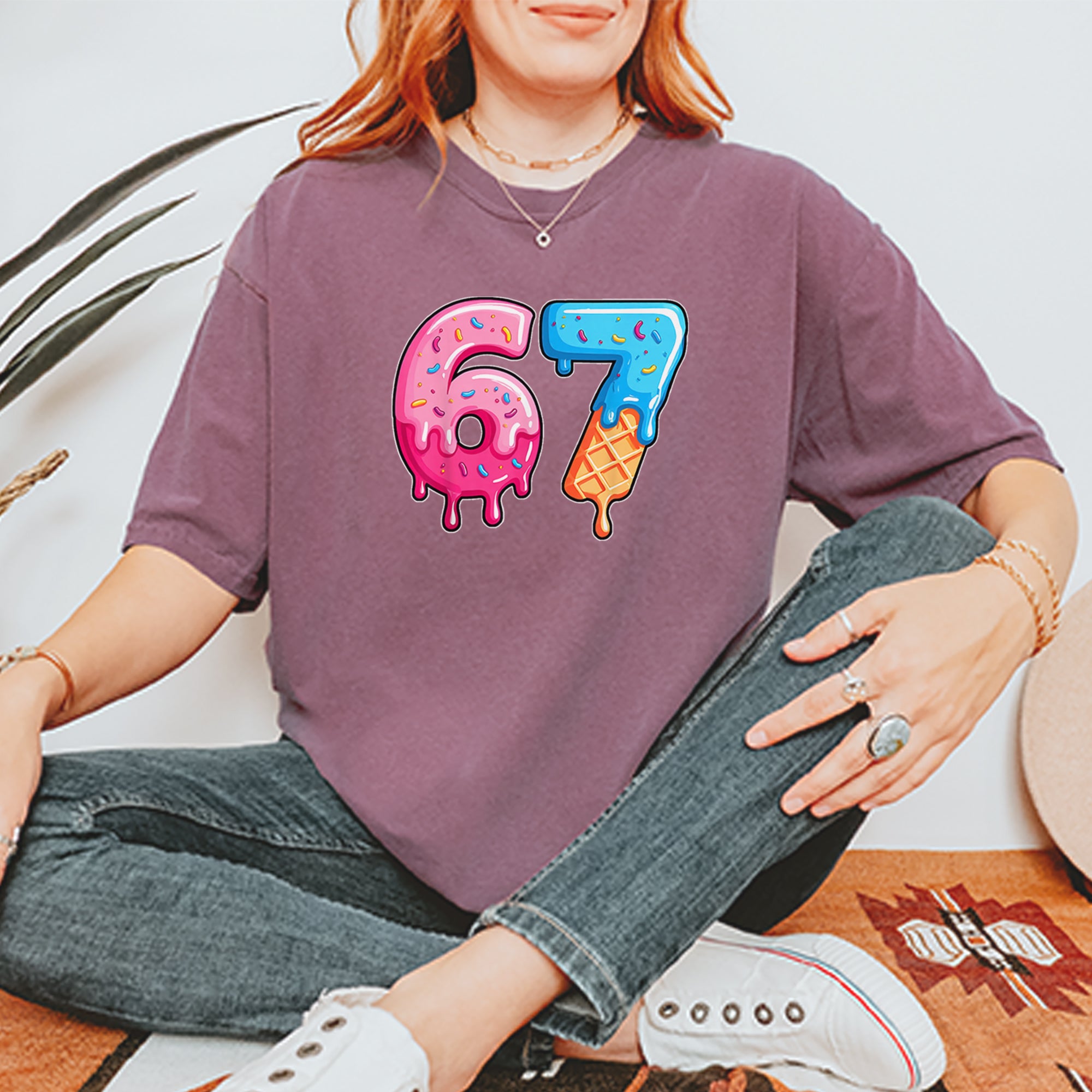 67 Dripping Ice Cream Donut Melt Vintage Soft Unisex T-shirt 