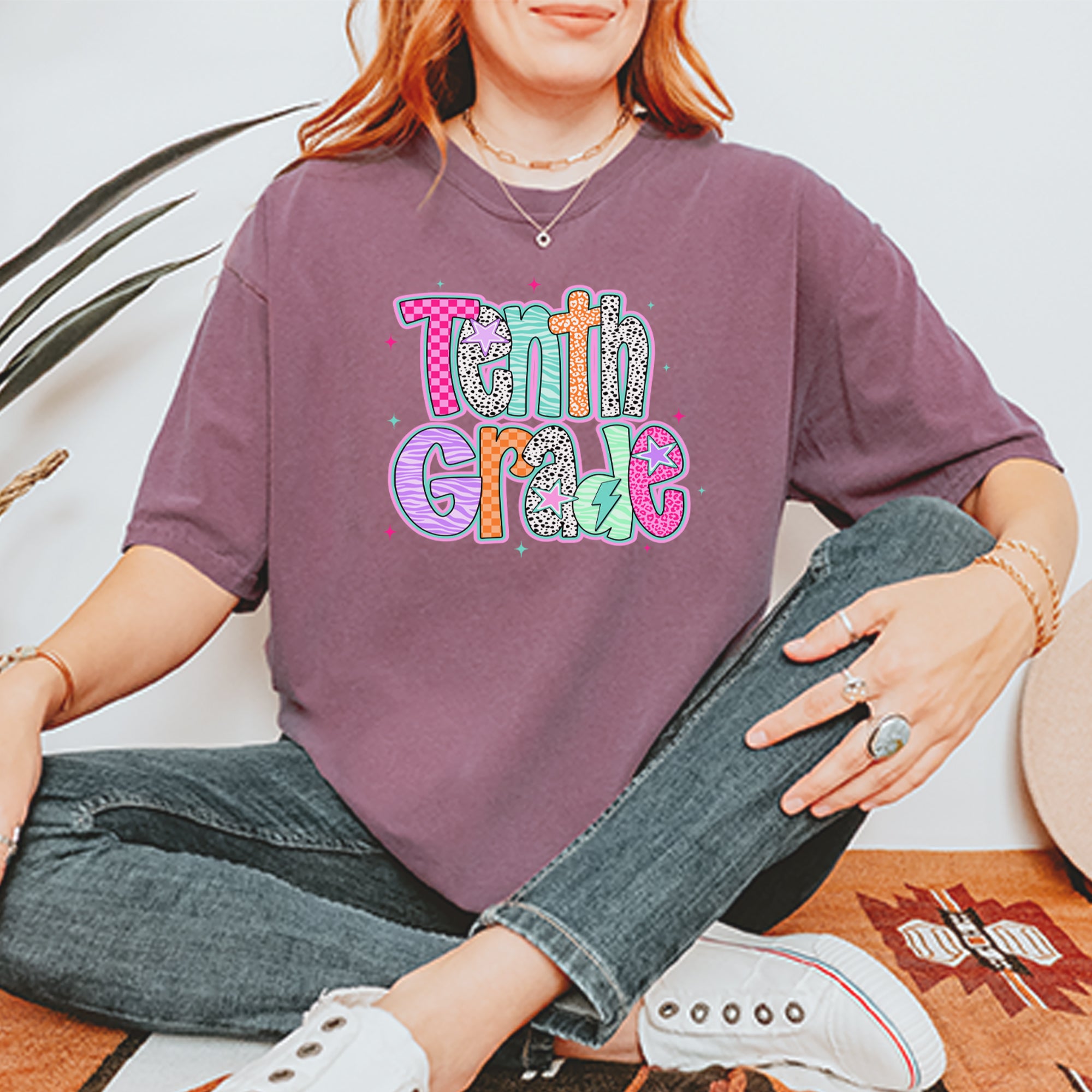 Tenth Grade Trendsetter Colorful Back to School Vintage Soft Unisex T-shirt 