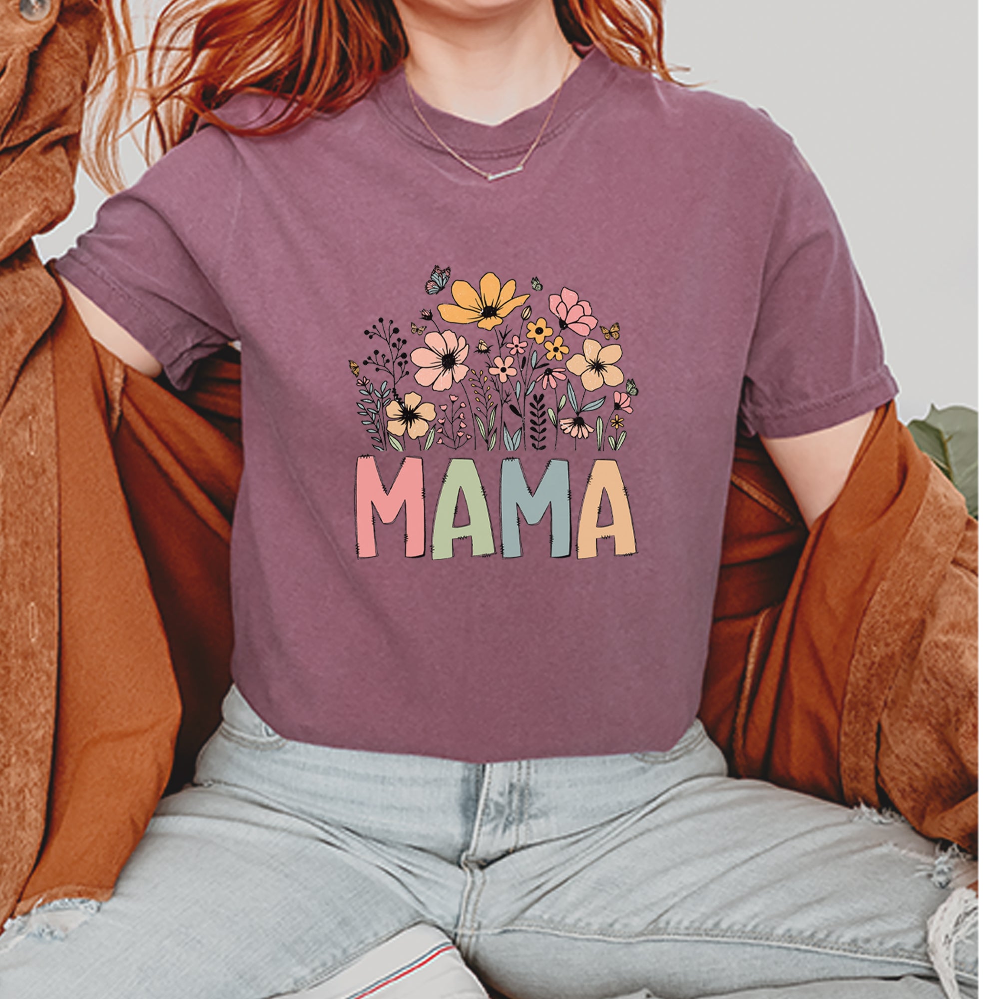 Mama Wildflower Retro Flower Vintage Soft Unisex T-shirt 