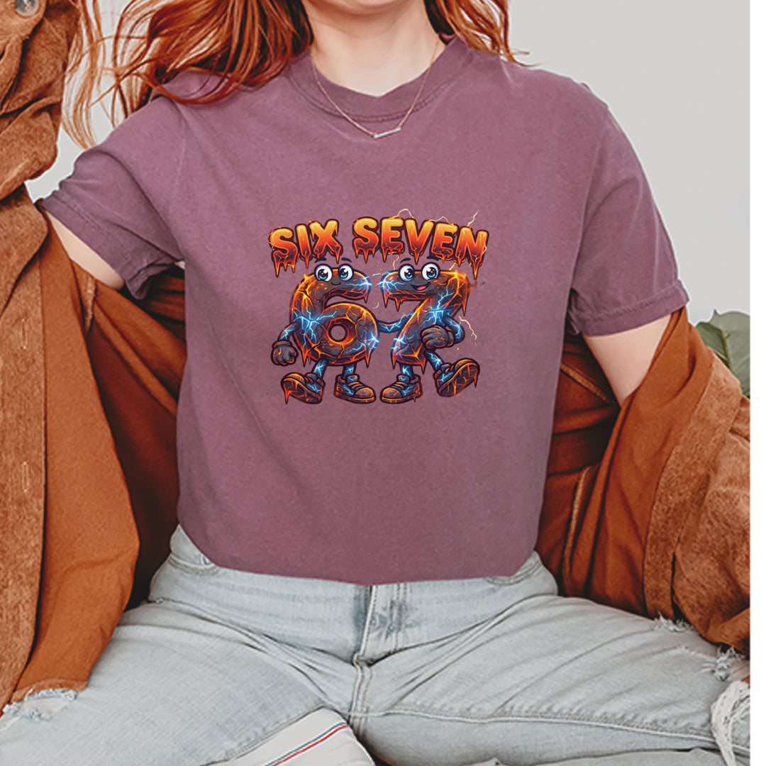 67 Lava Lightning Six Seven Meme Vintage Soft Unisex T-shirt 