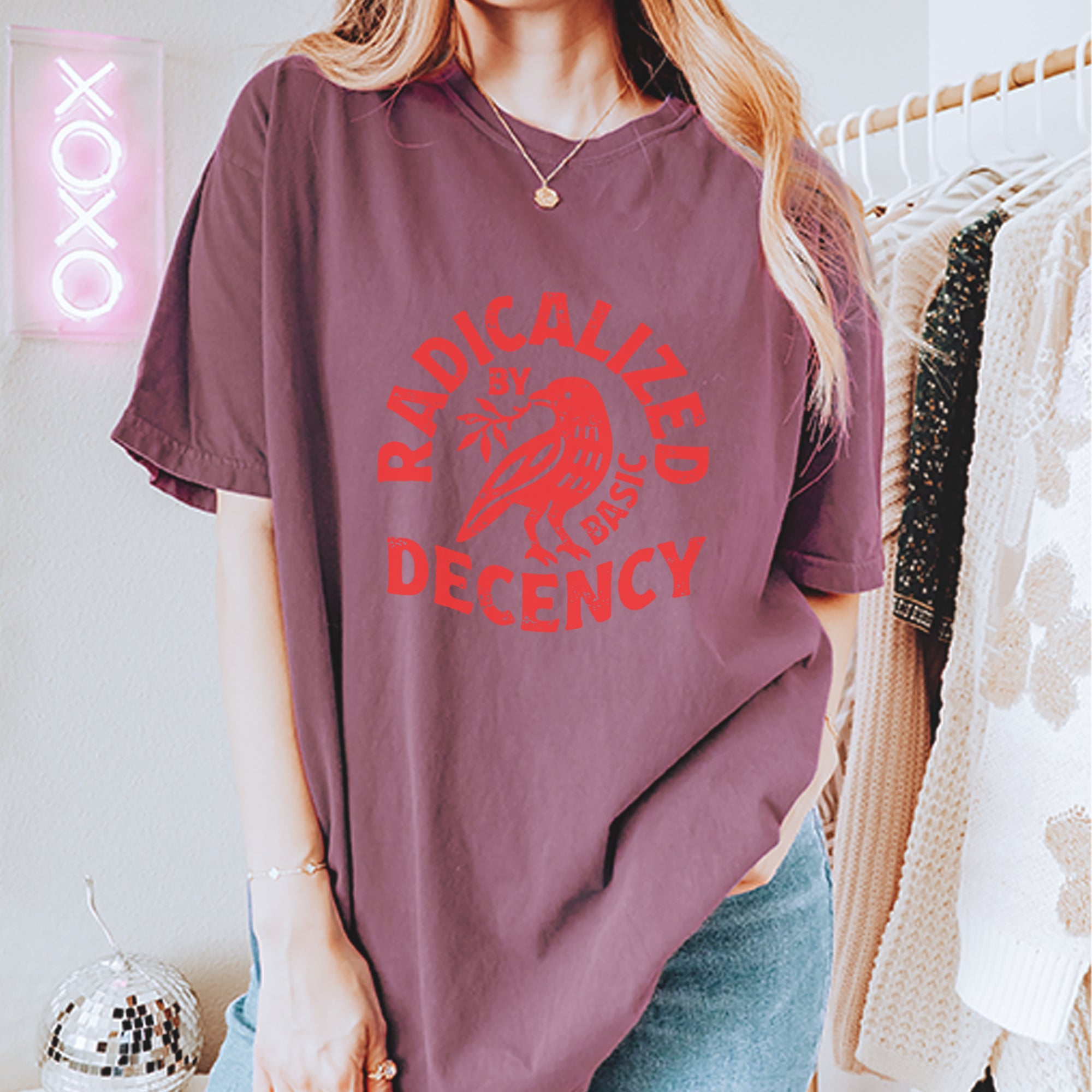 Radicalized by Basic Decency Dove Protest Statement Vintage Soft Unisex T-shirt 