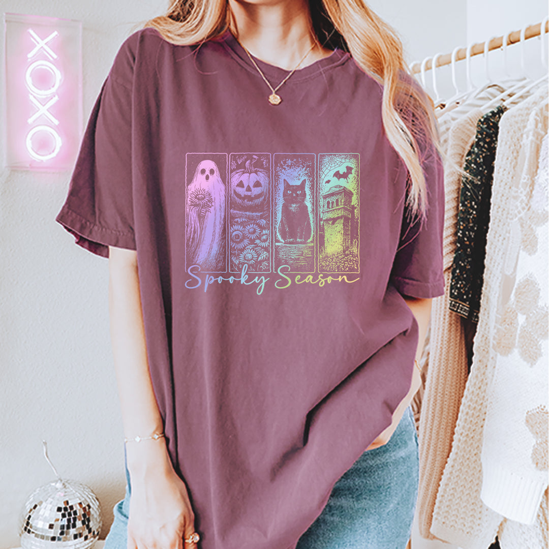 Spooky Season Cute Pastel Halloween Design Vintage Soft Unisex T-shirt 
