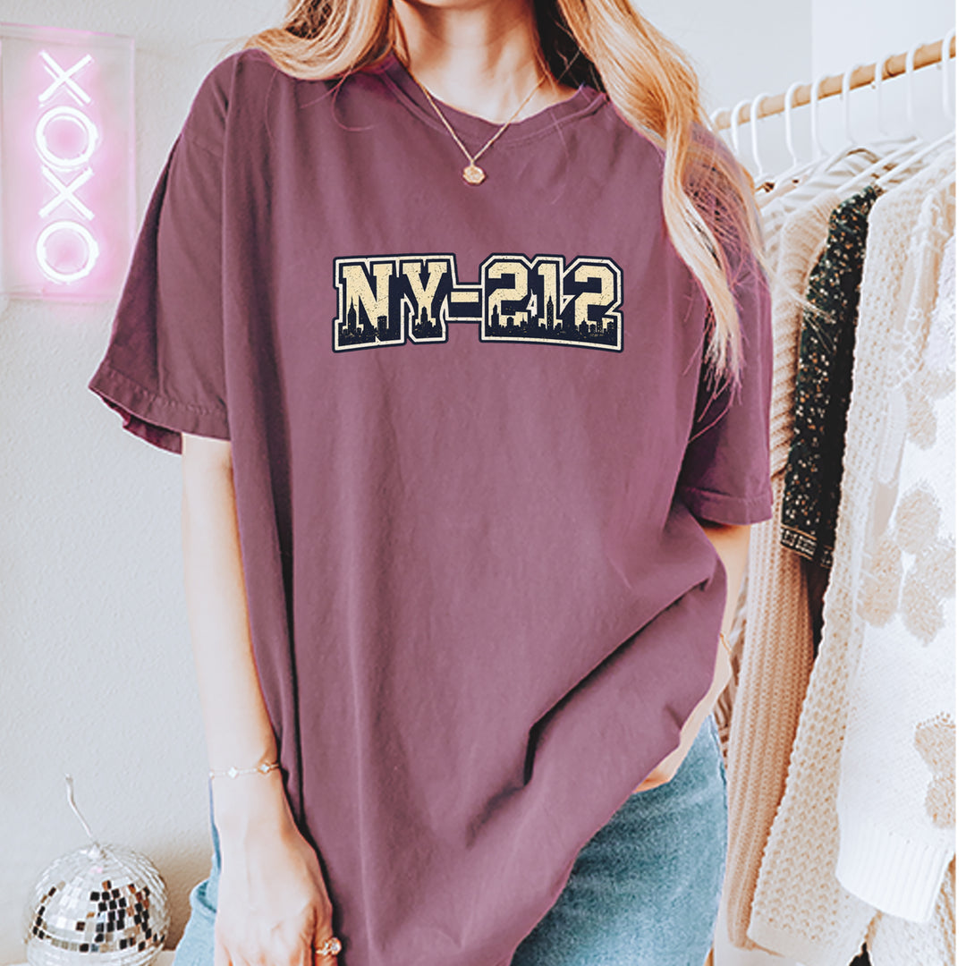 New York City 212 Area Code Skyline  Vintage Soft Unisex T-shirt 