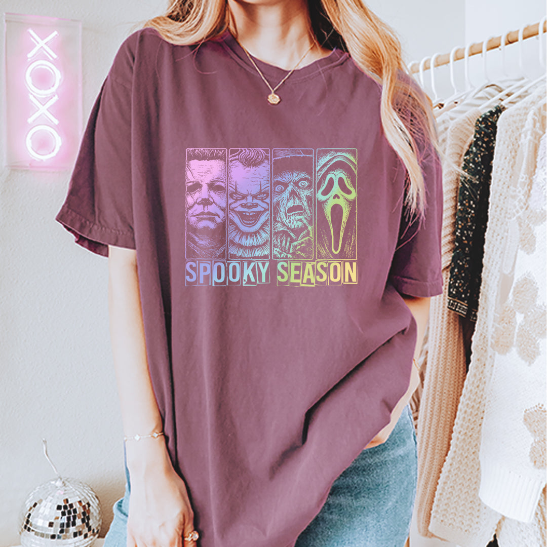 Spooky Season Horror Icons Halloween Vintage Soft Unisex T-shirt 