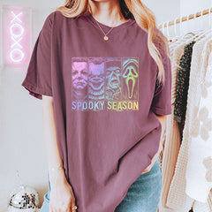 Spooky Season Horror Icons Halloween Vintage Soft Unisex T-shirt 