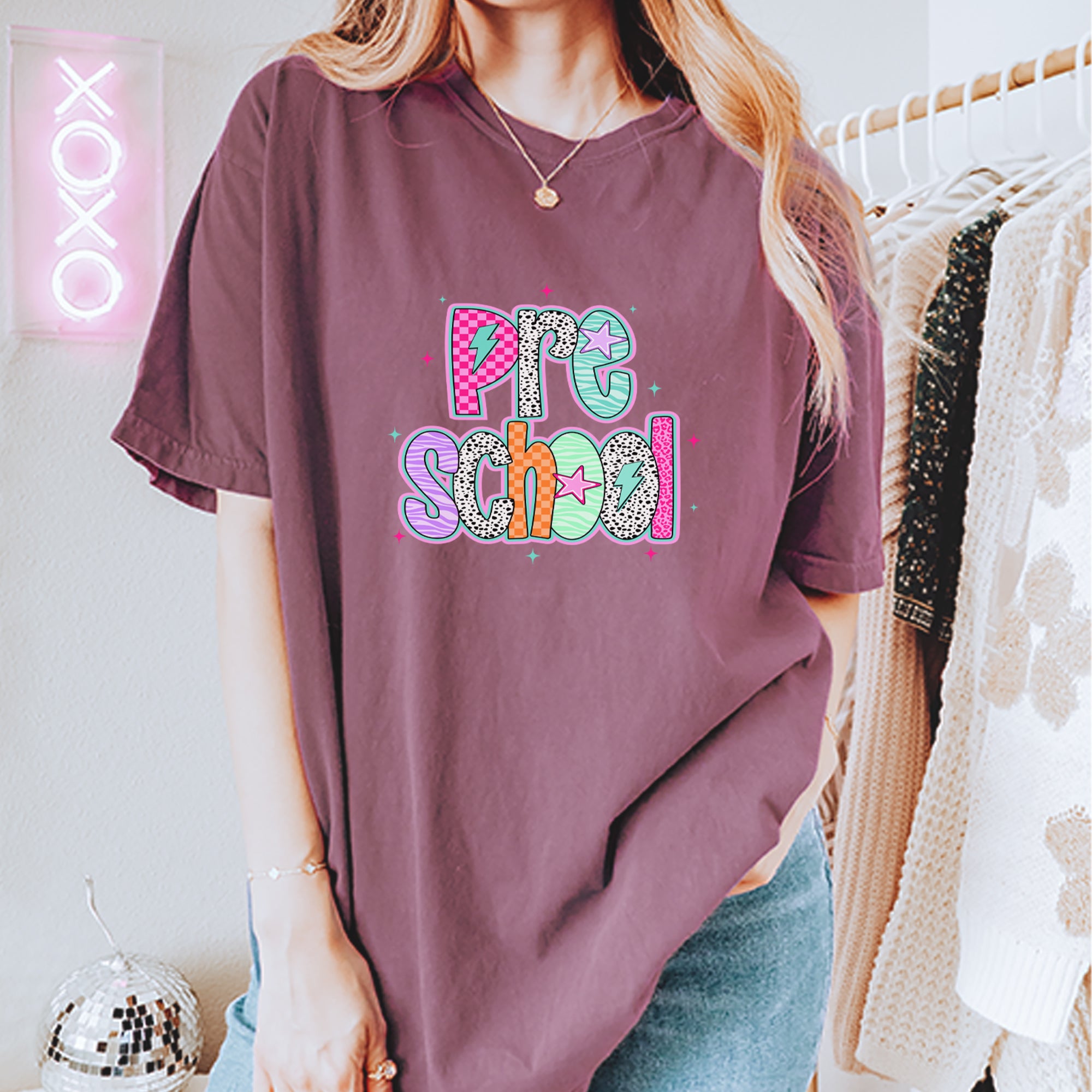 Preschool Power Colorful Back to School Vintage Soft Unisex T-shirt 