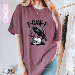 F-Caw-F Crow On Skull F-ck Off Gothic Vintage Soft Unisex T-shirt 