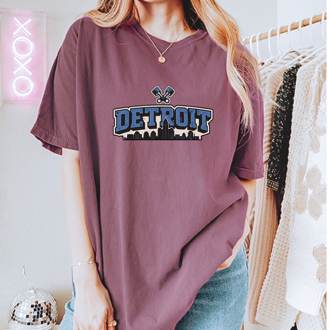 Detroit Motor City Retro Piston Vintage Soft Unisex T-shirt 