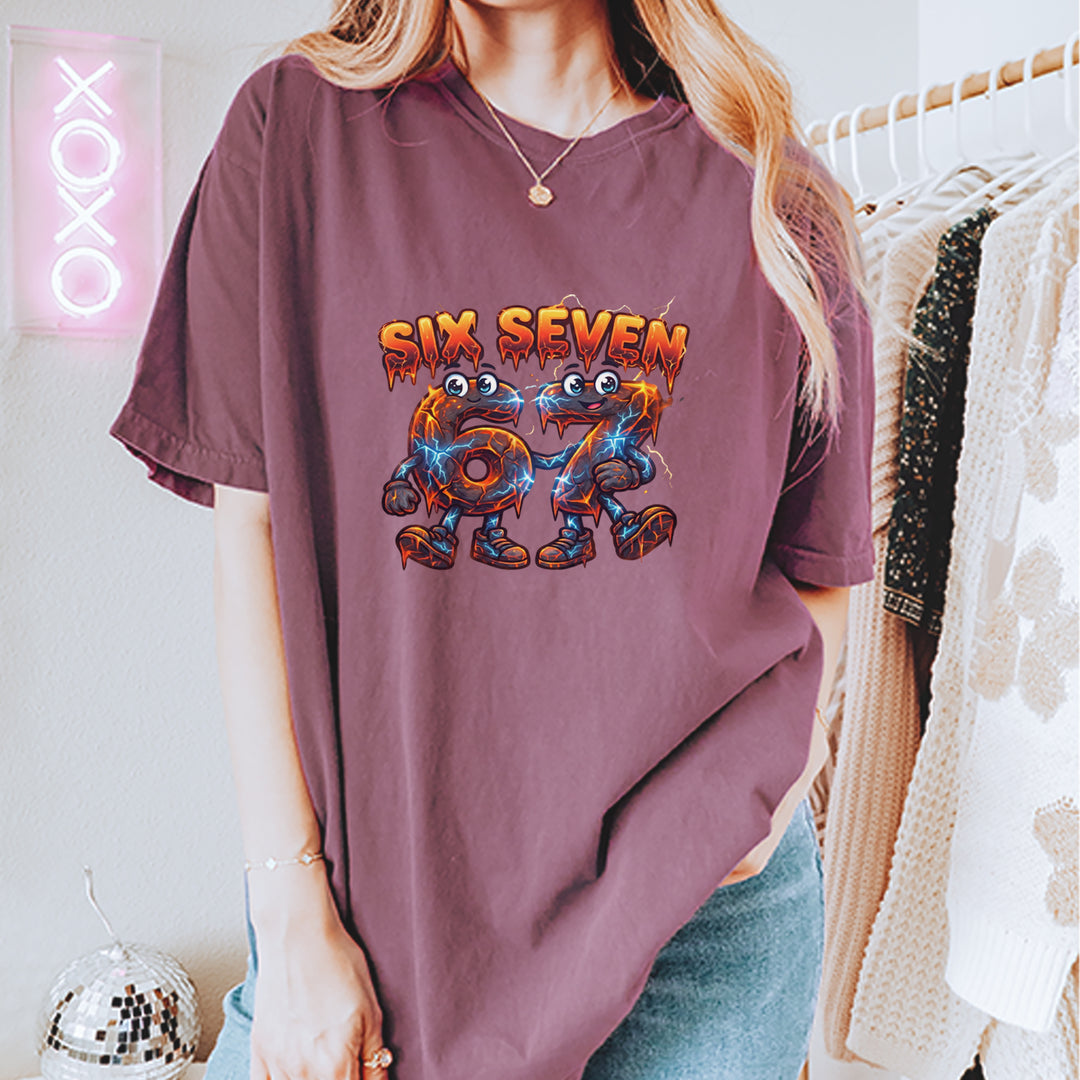 67 Lava Lightning Six Seven Meme Vintage Soft Unisex T-shirt 