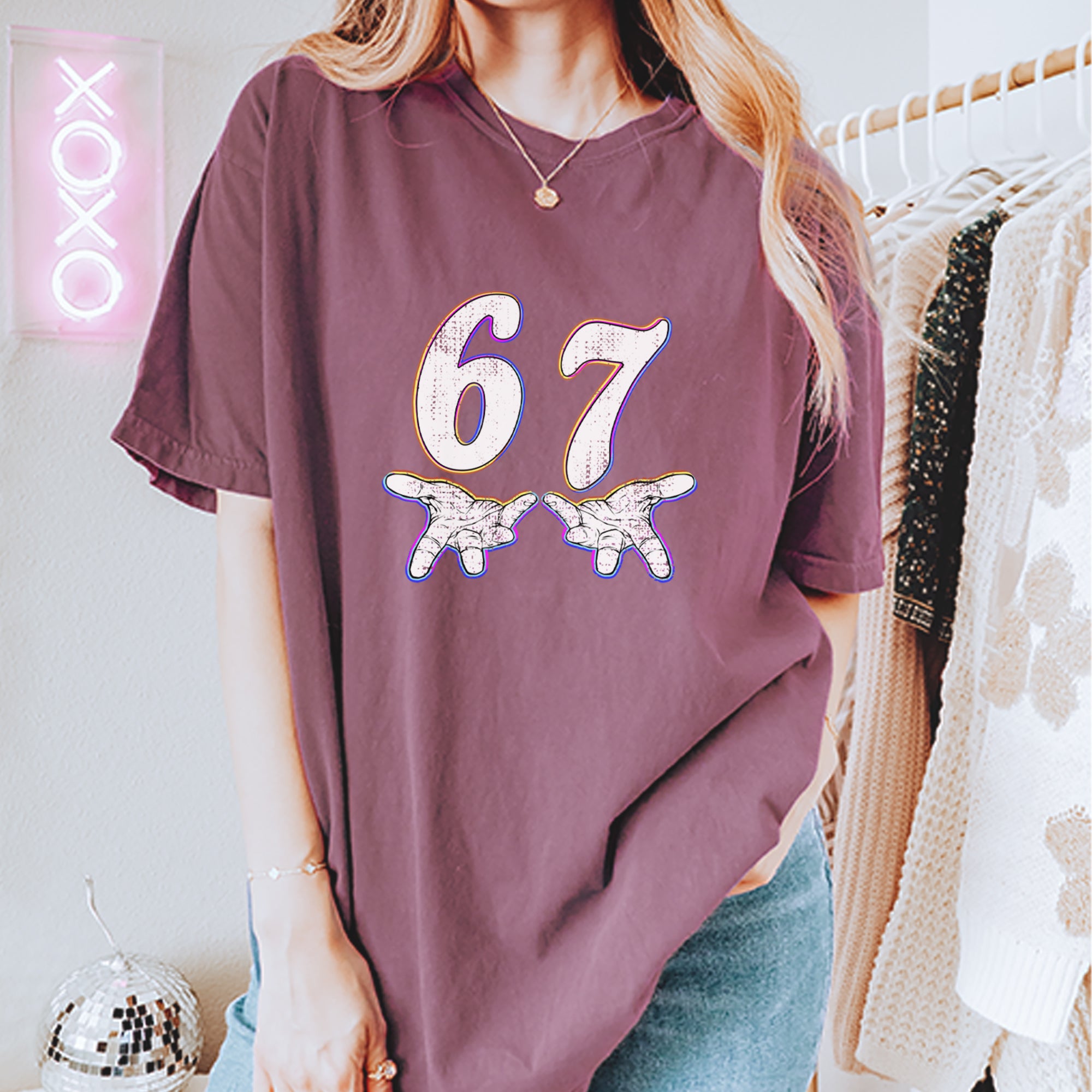67 Hands Meme Viral Drill Vintage Soft Unisex T-shirt 