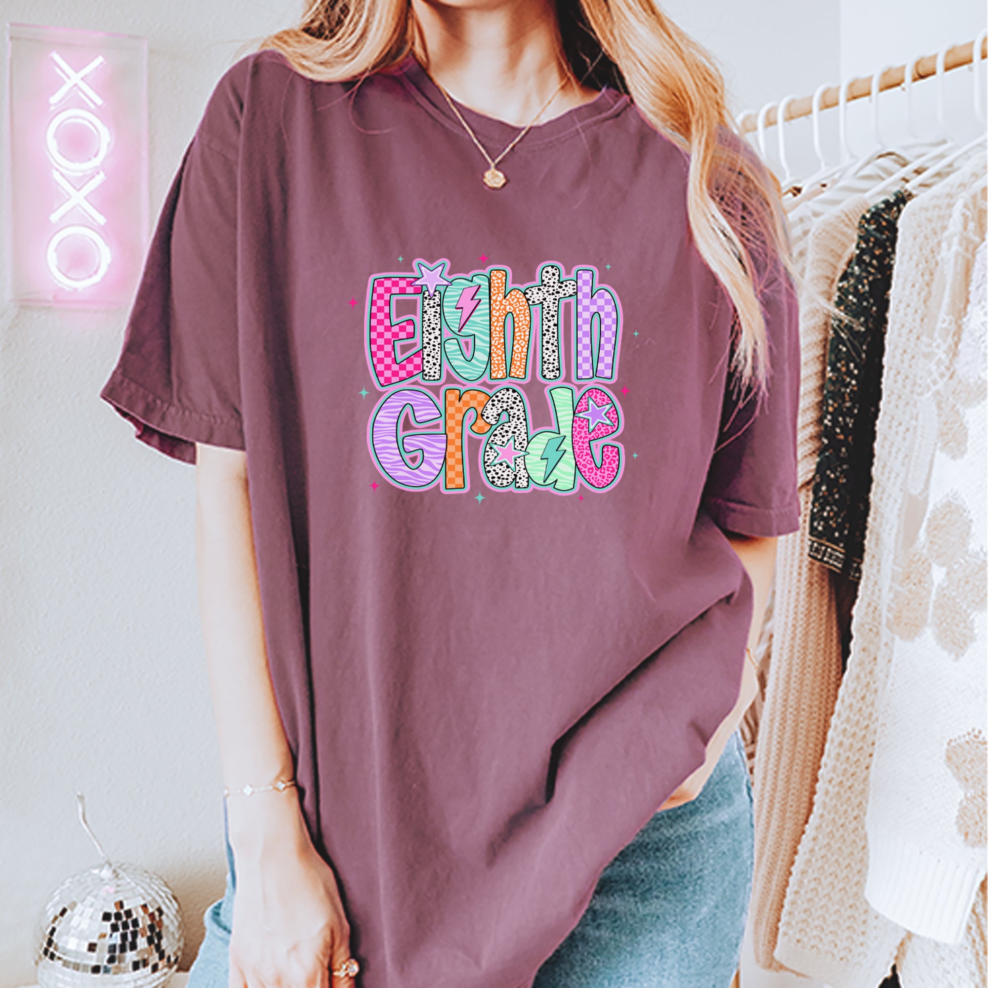 Eighth Grade Energy Colorful Back to School Vintage Soft Unisex T-shirt 
