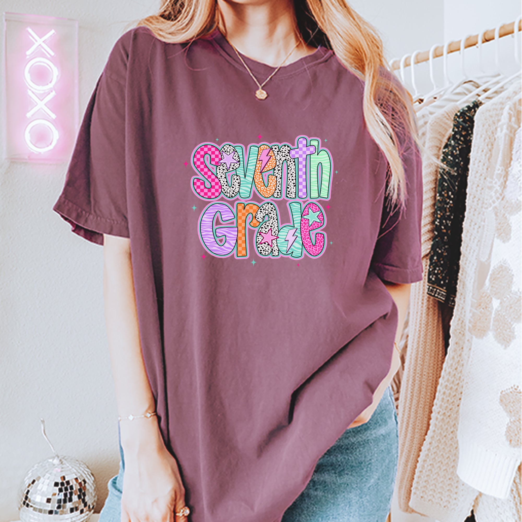 Seventh Grade Swagger Colorful Back to School Vintage Soft Unisex T-shirt 