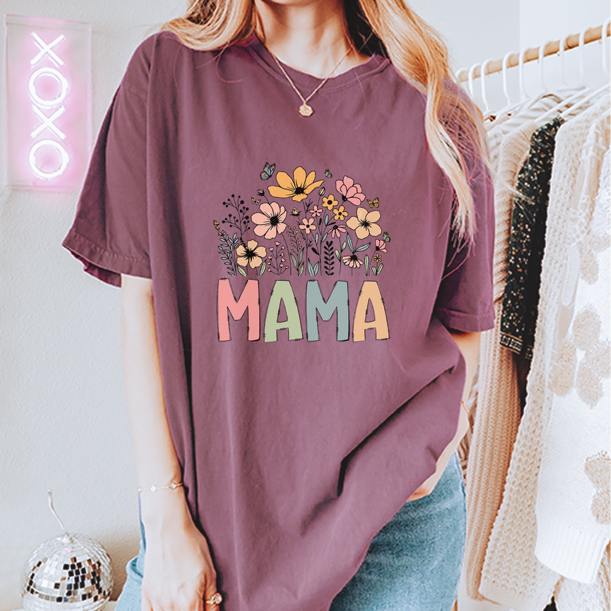 Mama Wildflower Retro Flower Vintage Soft Unisex T-shirt 