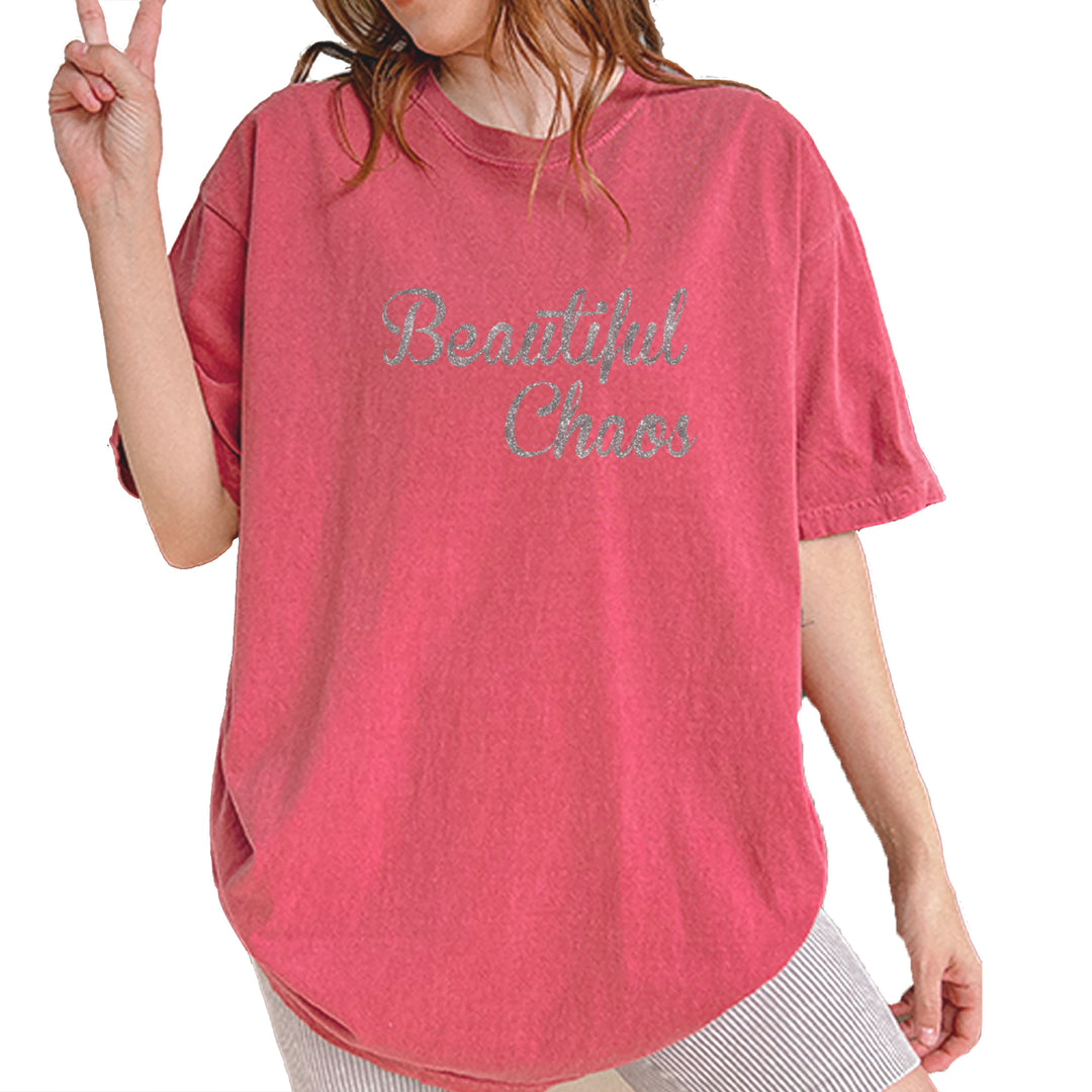 Beautiful Chaos Glitter Music Festival Vintage Soft Unisex T-shirt Brick