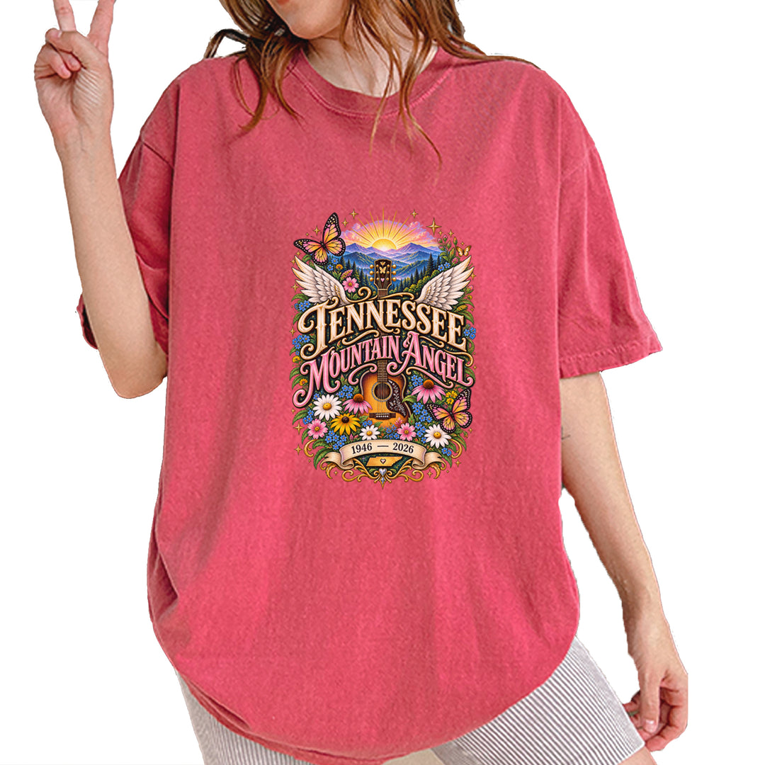 Tennessee Mountain Angel Wings Dolly Vintage Soft Unisex T-shirt Brick