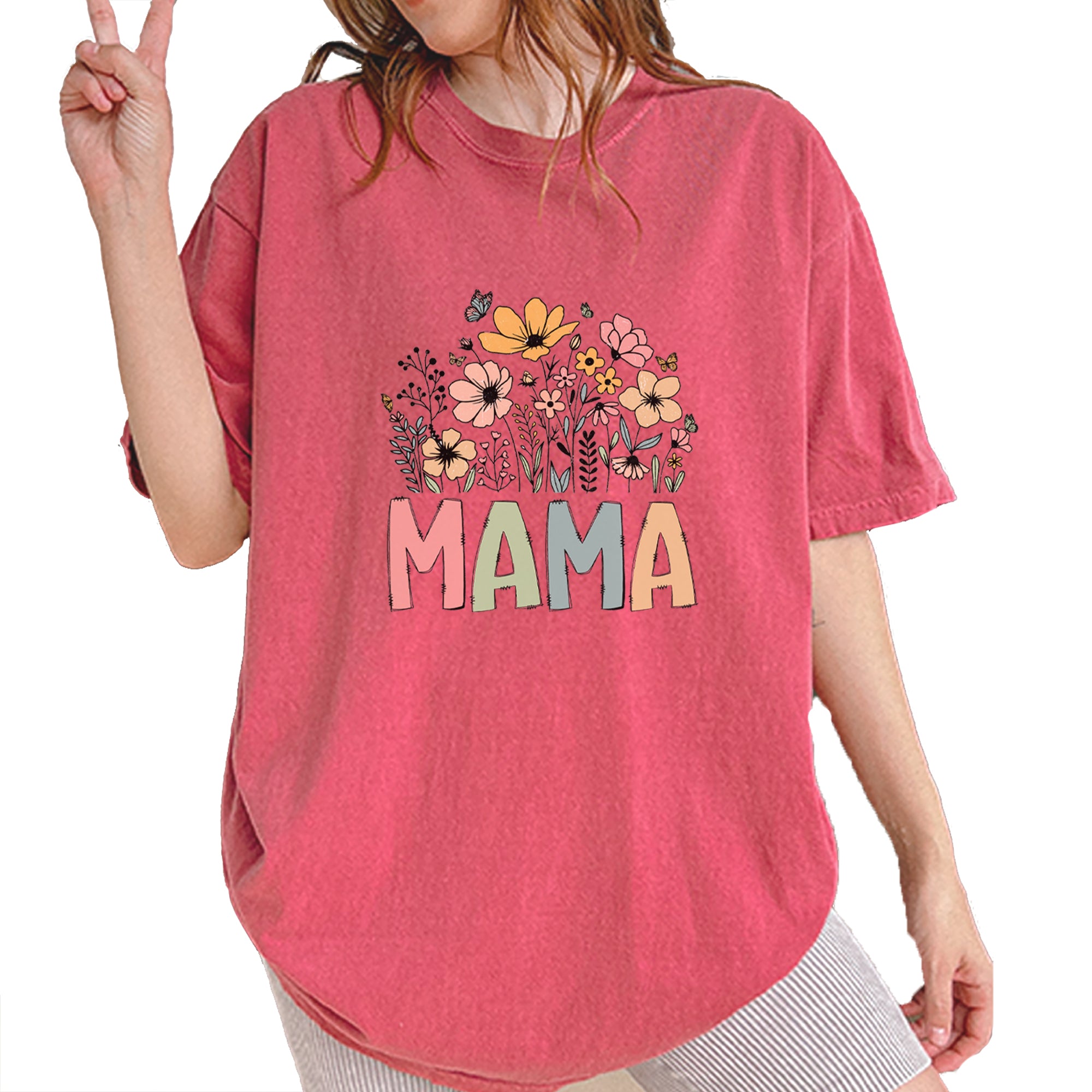 Mama Wildflower Retro Flower Vintage Soft Unisex T-shirt Brick