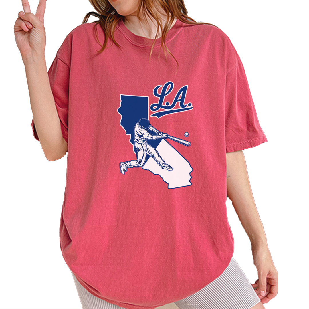 Los Angeles Baseball Batter Up Vintage Soft Unisex T-shirt Brick