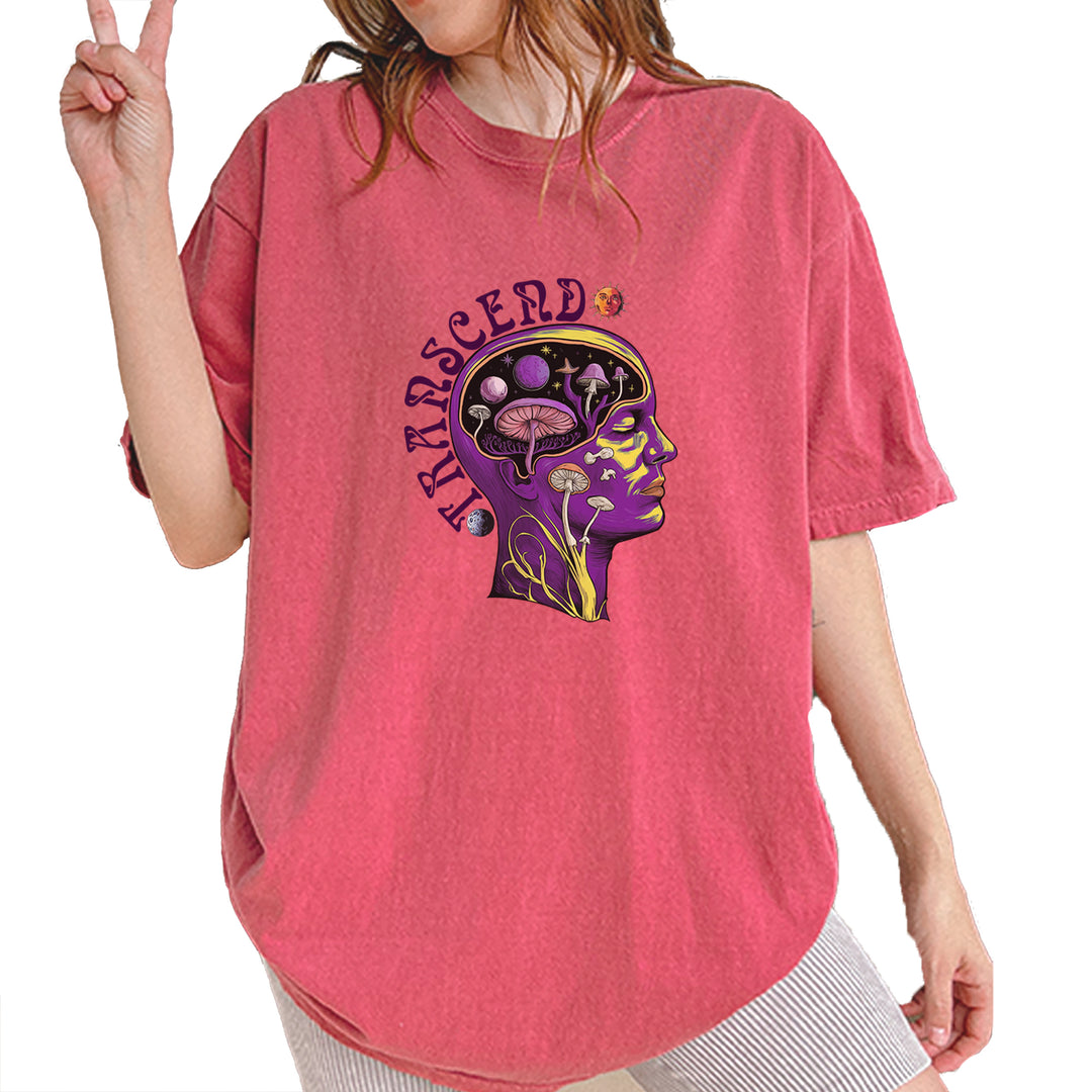 Psychedelic Cosmic Mushroom Head Vintage Soft Unisex T-shirt Brick