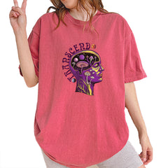 Psychedelic Cosmic Mushroom Head Vintage Soft Unisex T-shirt Brick