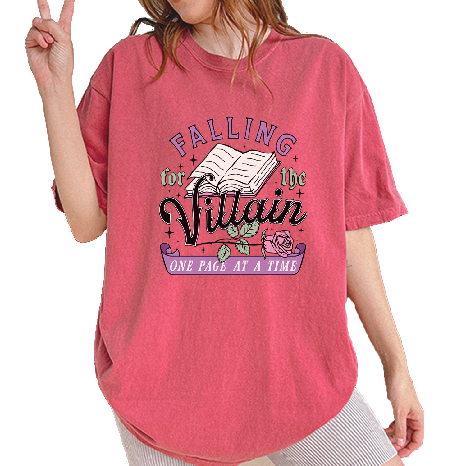 Falling For The Villain One Page At A Time Vintage Soft Unisex T-shirt Brick