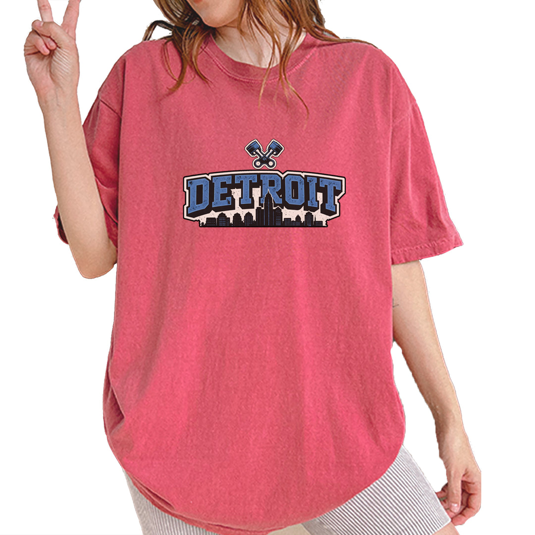 Detroit Motor City Retro Piston Vintage Soft Unisex T-shirt Brick