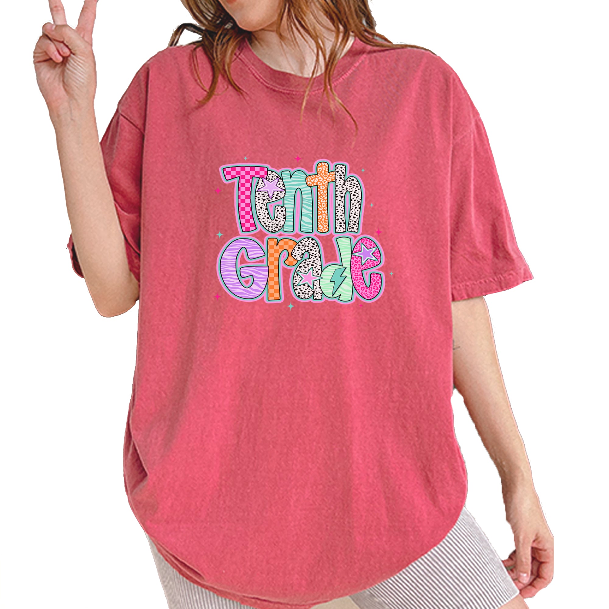 Tenth Grade Trendsetter Colorful Back to School Vintage Soft Unisex T-shirt Brick